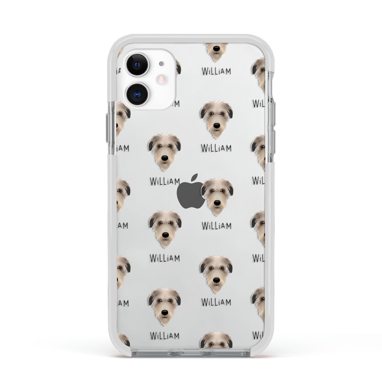 Deerhound Icon with Name Apple iPhone 11 in White with White Impact Case