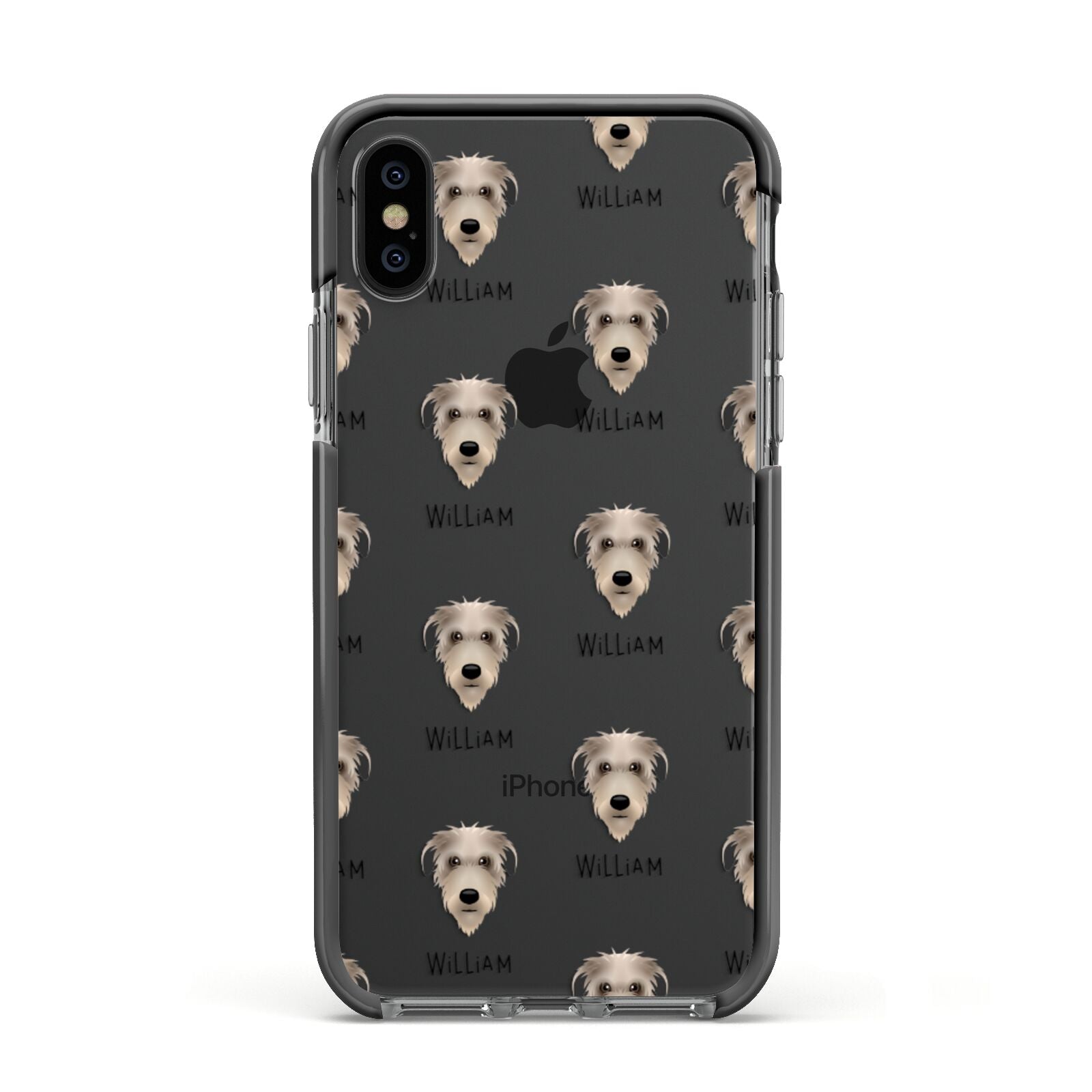 Deerhound Icon with Name Apple iPhone Xs Impact Case Black Edge on Black Phone