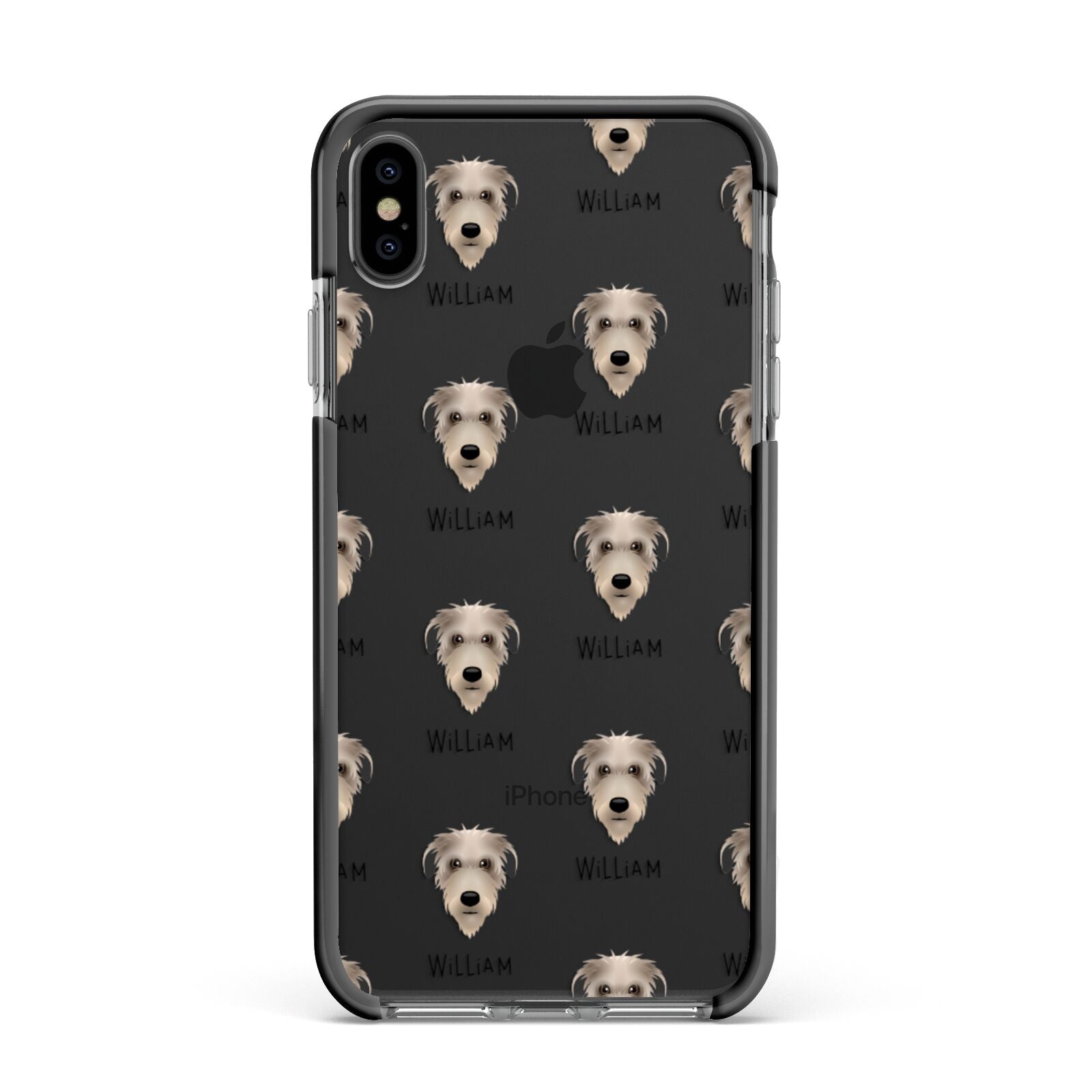 Deerhound Icon with Name Apple iPhone Xs Max Impact Case Black Edge on Black Phone