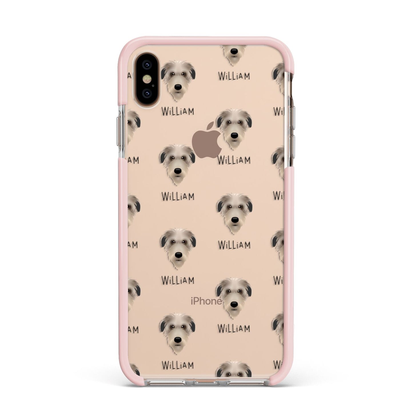 Deerhound Icon with Name Apple iPhone Xs Max Impact Case Pink Edge on Gold Phone