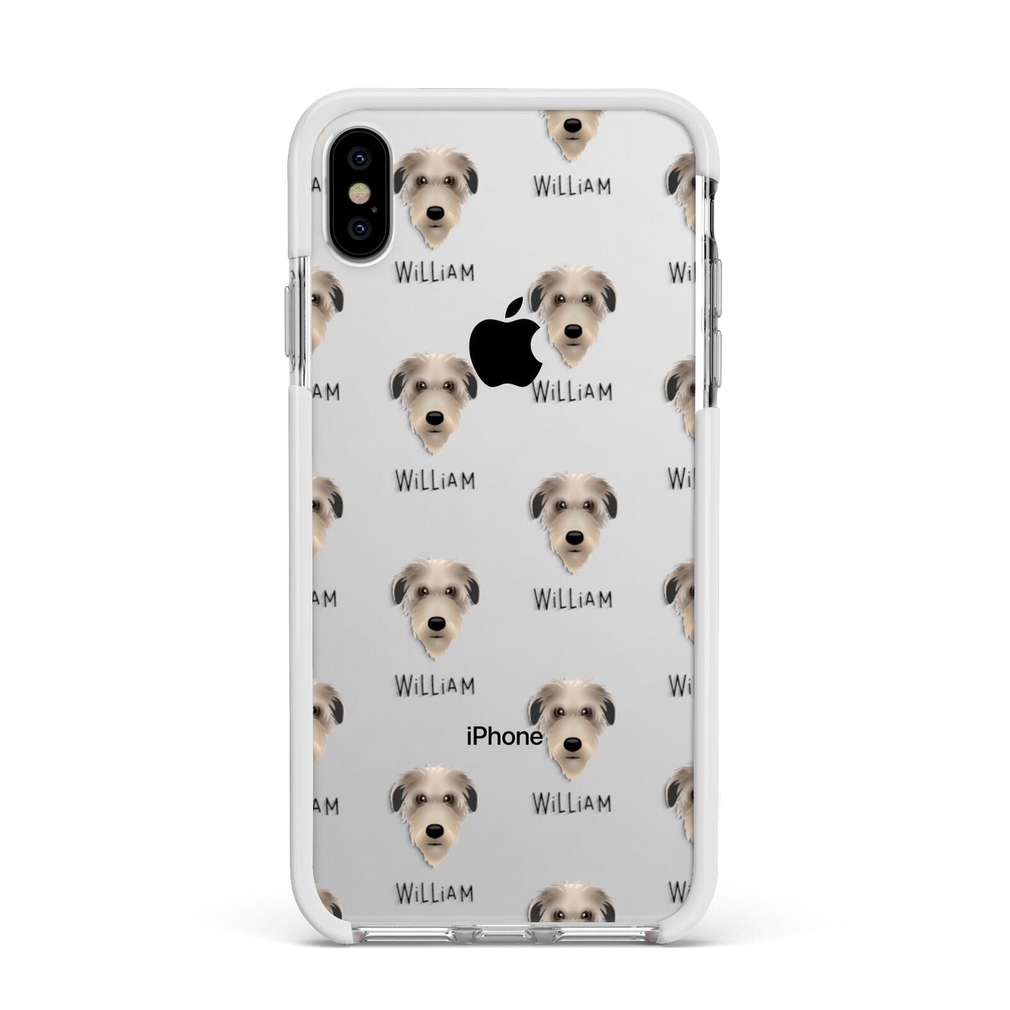 Deerhound Icon with Name Apple iPhone Xs Max Impact Case White Edge on Silver Phone