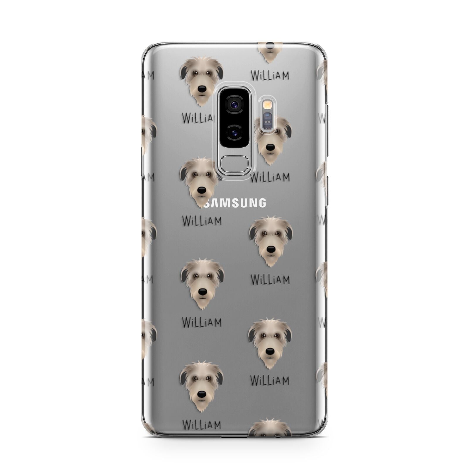 Deerhound Icon with Name Samsung Galaxy S9 Plus Case on Silver phone