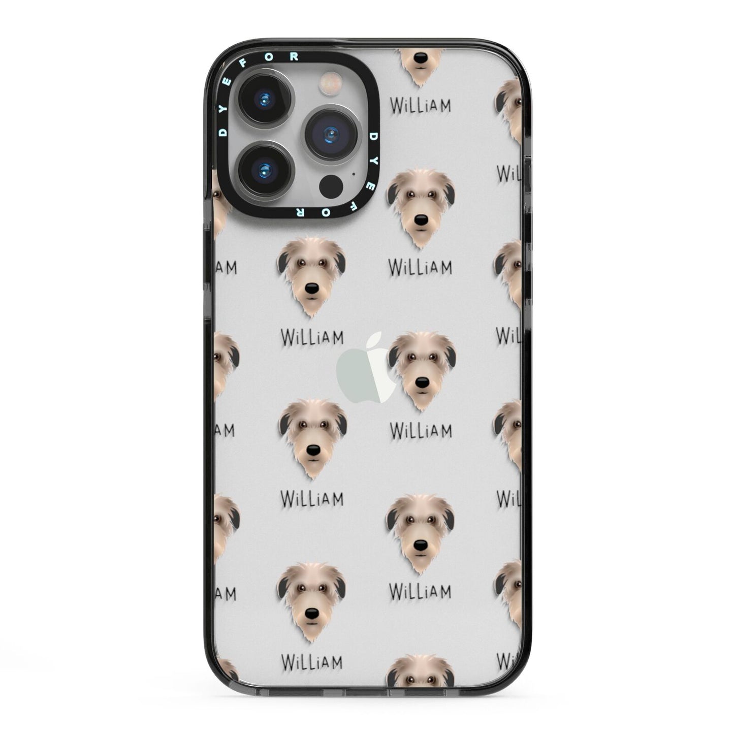 Deerhound Icon with Name iPhone 13 Pro Max Black Impact Case on Silver phone