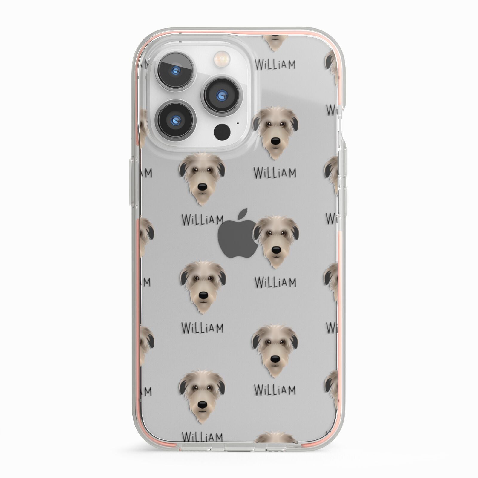 Deerhound Icon with Name iPhone 13 Pro TPU Impact Case with Pink Edges