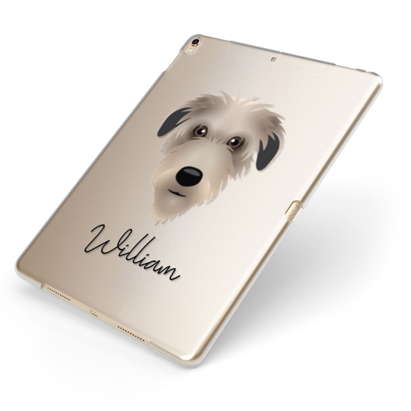 Deerhound Personalised Apple iPad Case on Gold iPad Side View