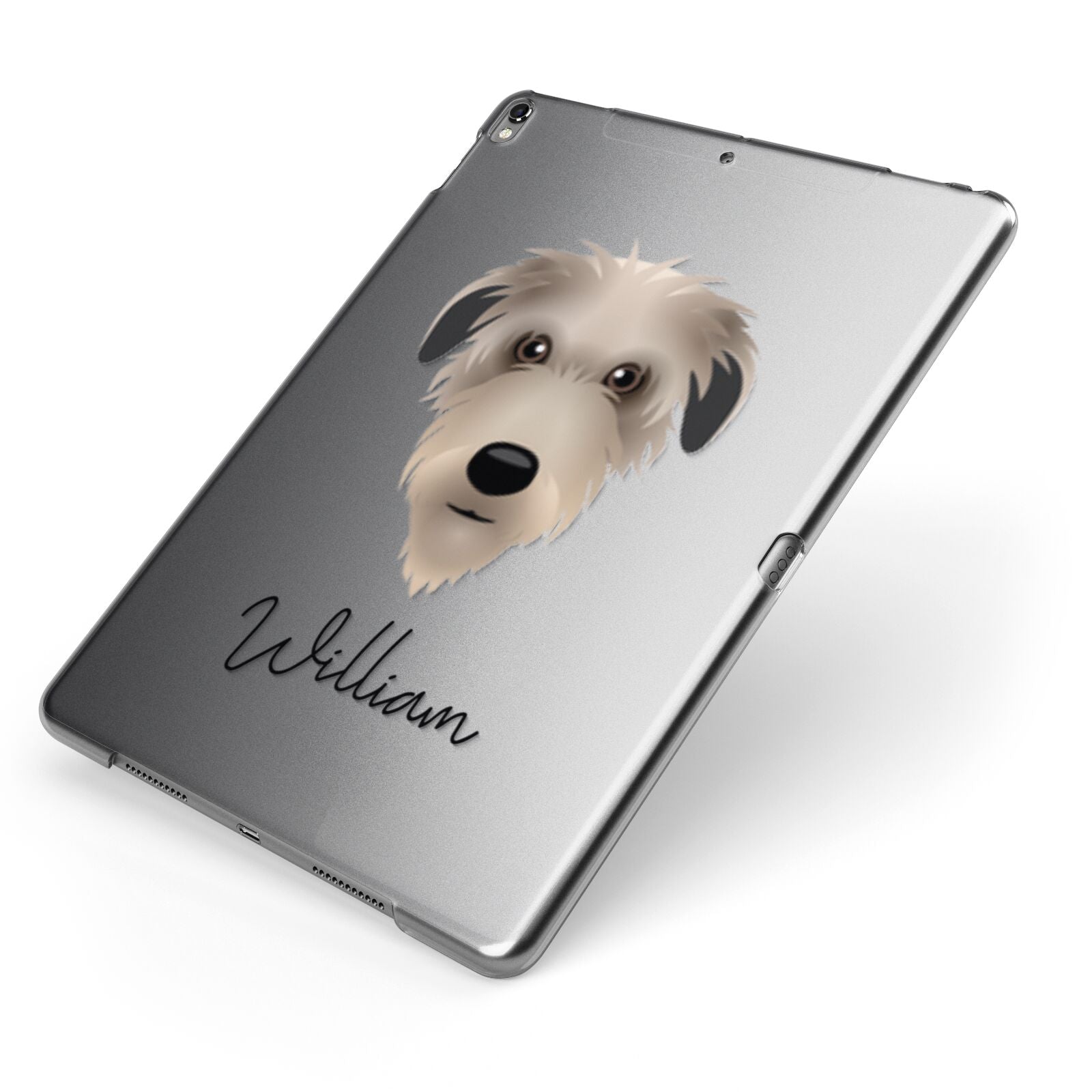 Deerhound Personalised Apple iPad Case on Grey iPad Side View