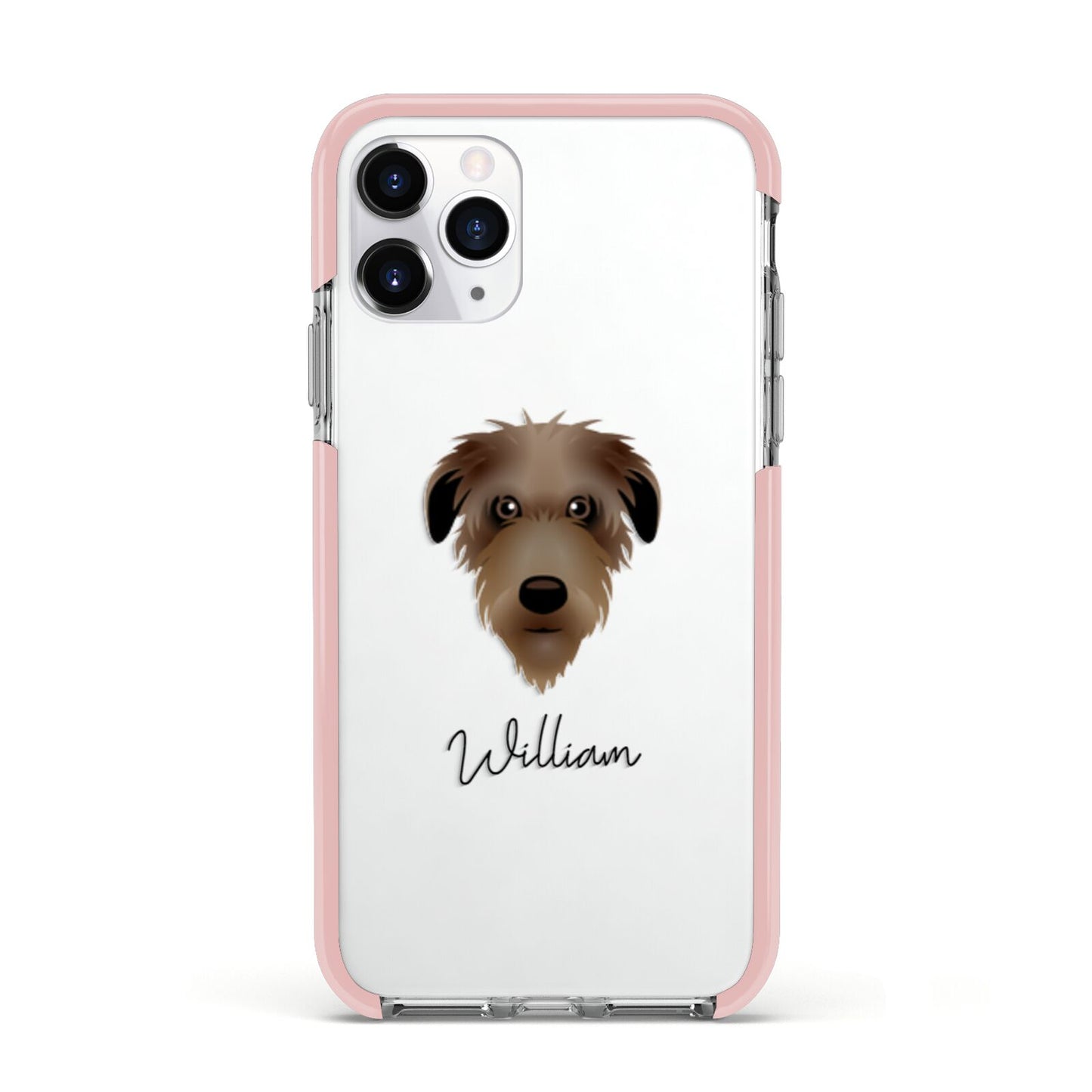 Deerhound Personalised Apple iPhone 11 Pro in Silver with Pink Impact Case