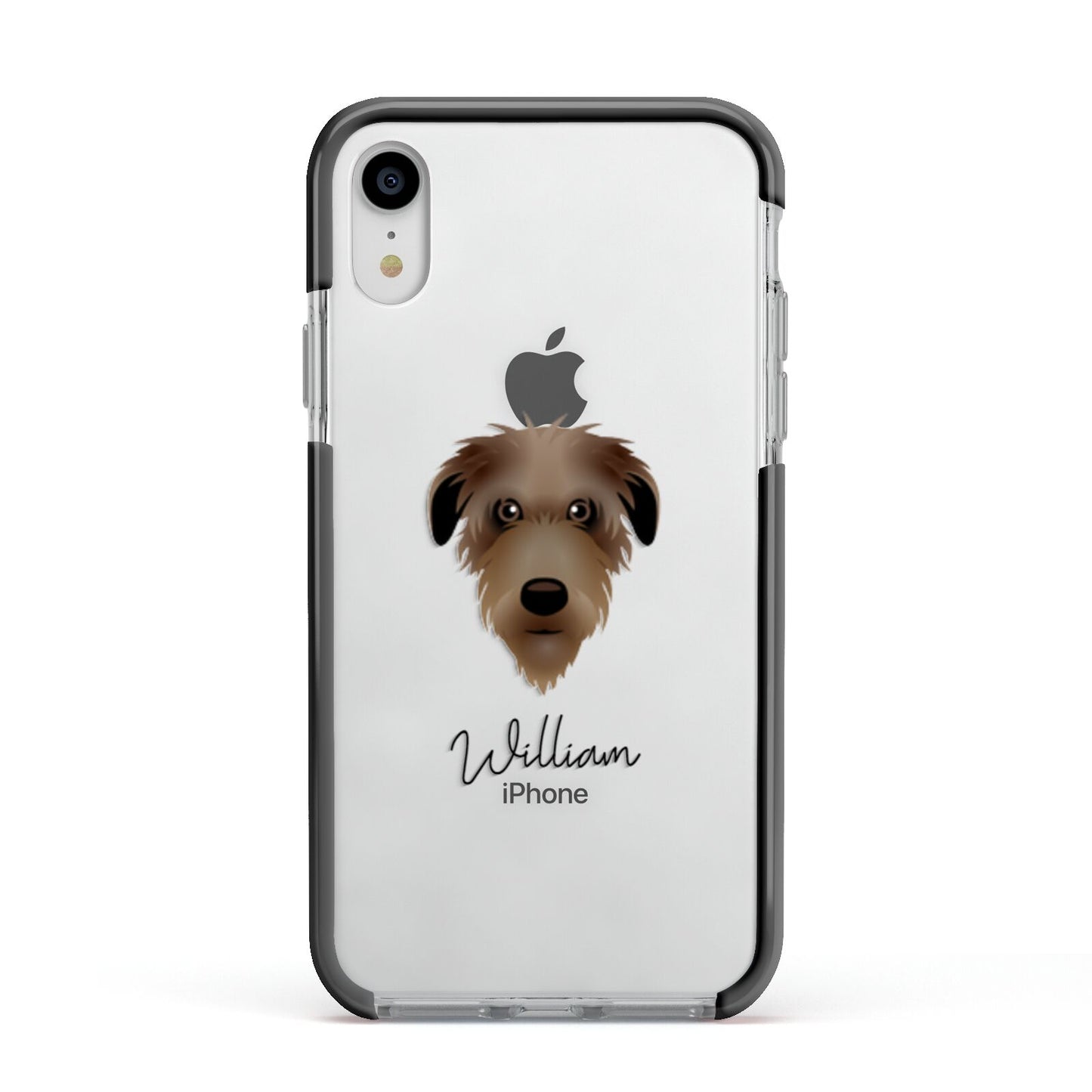 Deerhound Personalised Apple iPhone XR Impact Case Black Edge on Silver Phone