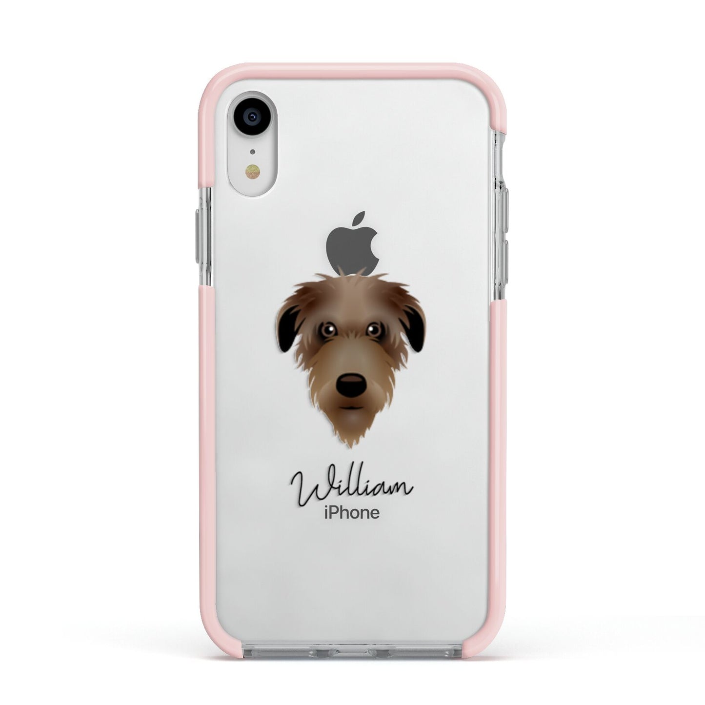 Deerhound Personalised Apple iPhone XR Impact Case Pink Edge on Silver Phone