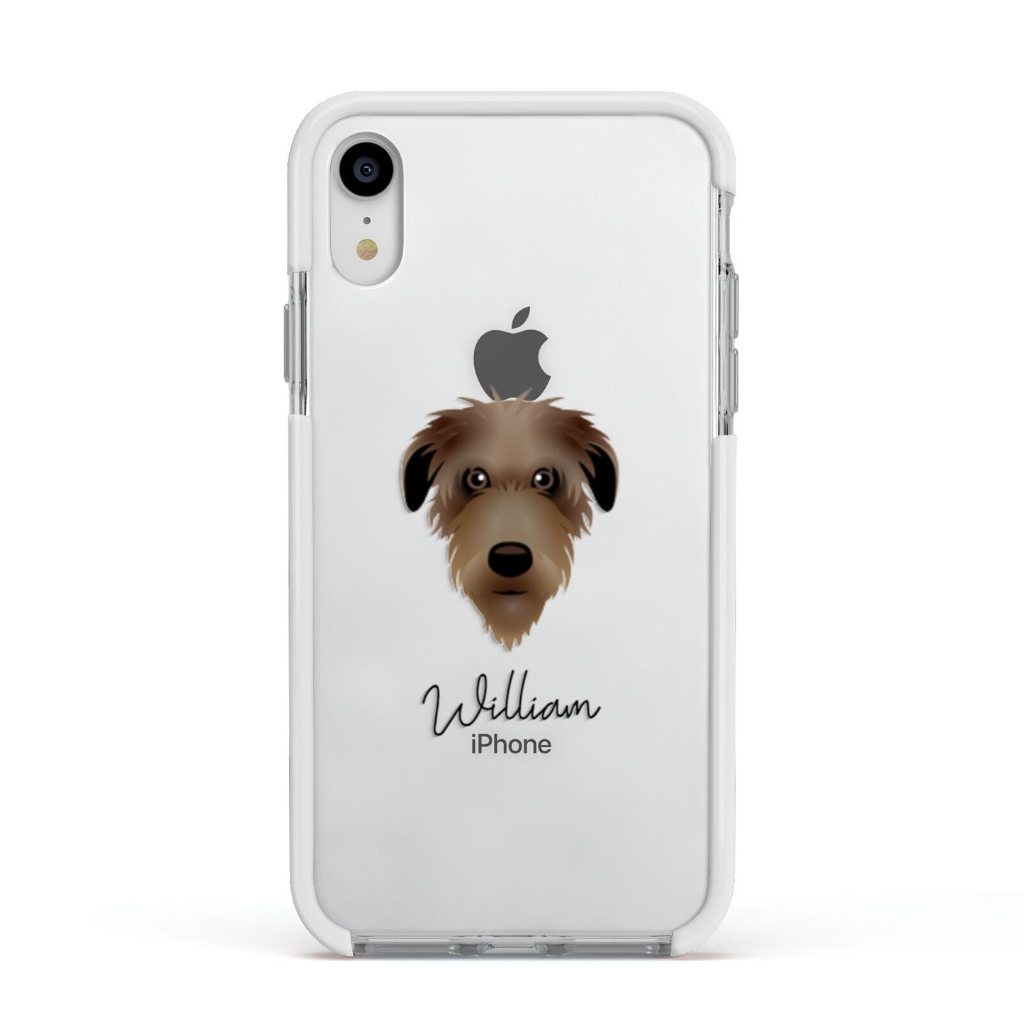 Deerhound Personalised Apple iPhone XR Impact Case White Edge on Silver Phone