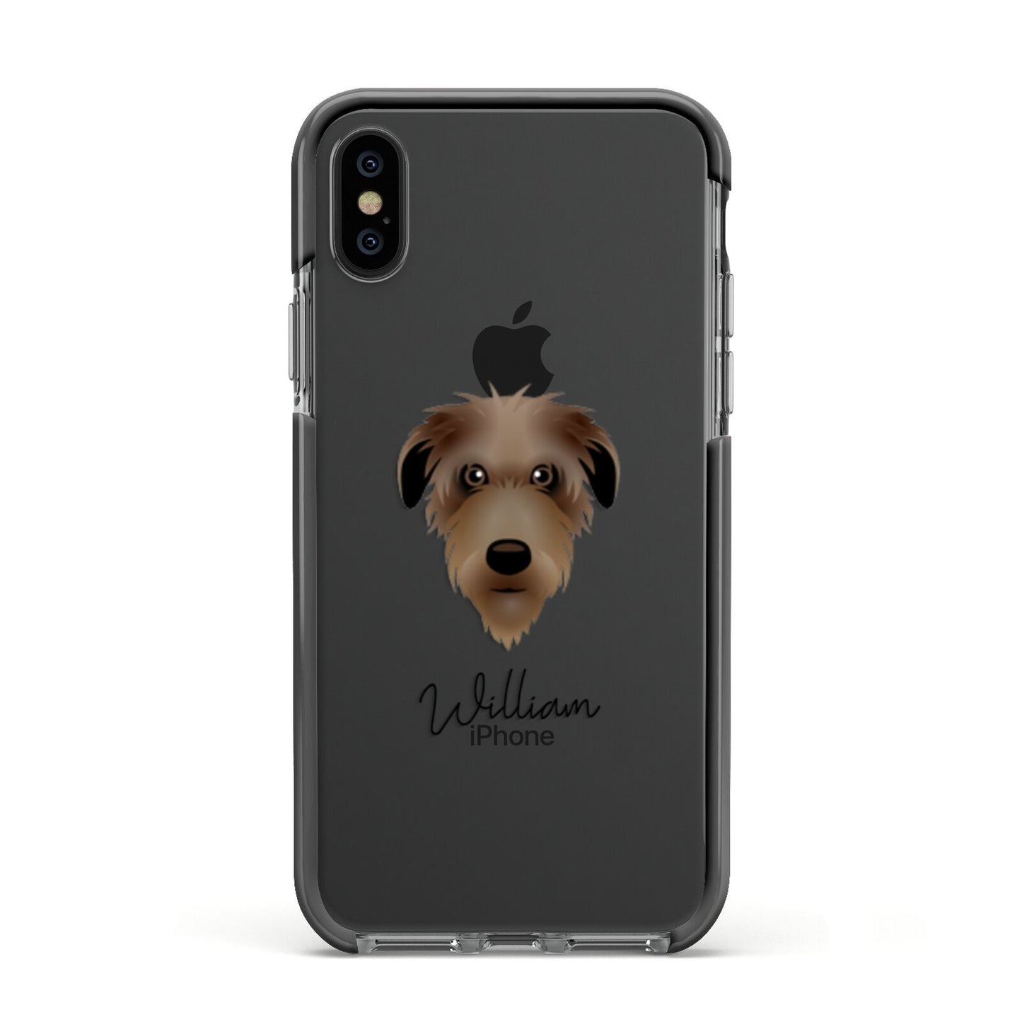 Deerhound Personalised Apple iPhone Xs Impact Case Black Edge on Black Phone