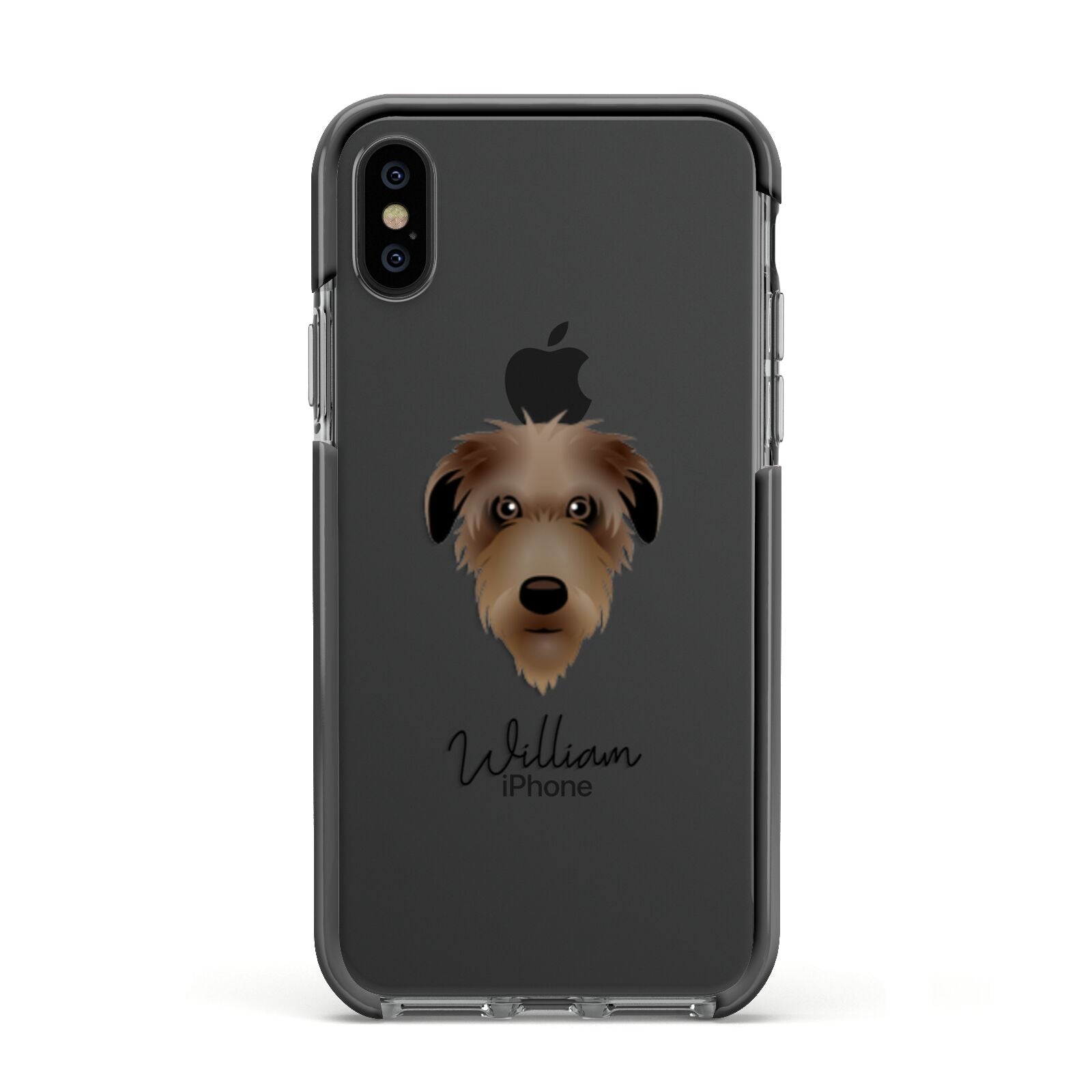 Deerhound Personalised Apple iPhone Xs Impact Case Black Edge on Black Phone