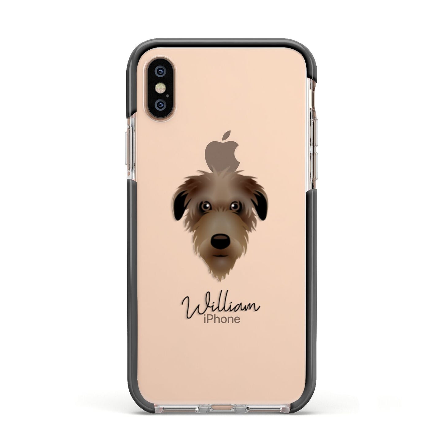 Deerhound Personalised Apple iPhone Xs Impact Case Black Edge on Gold Phone