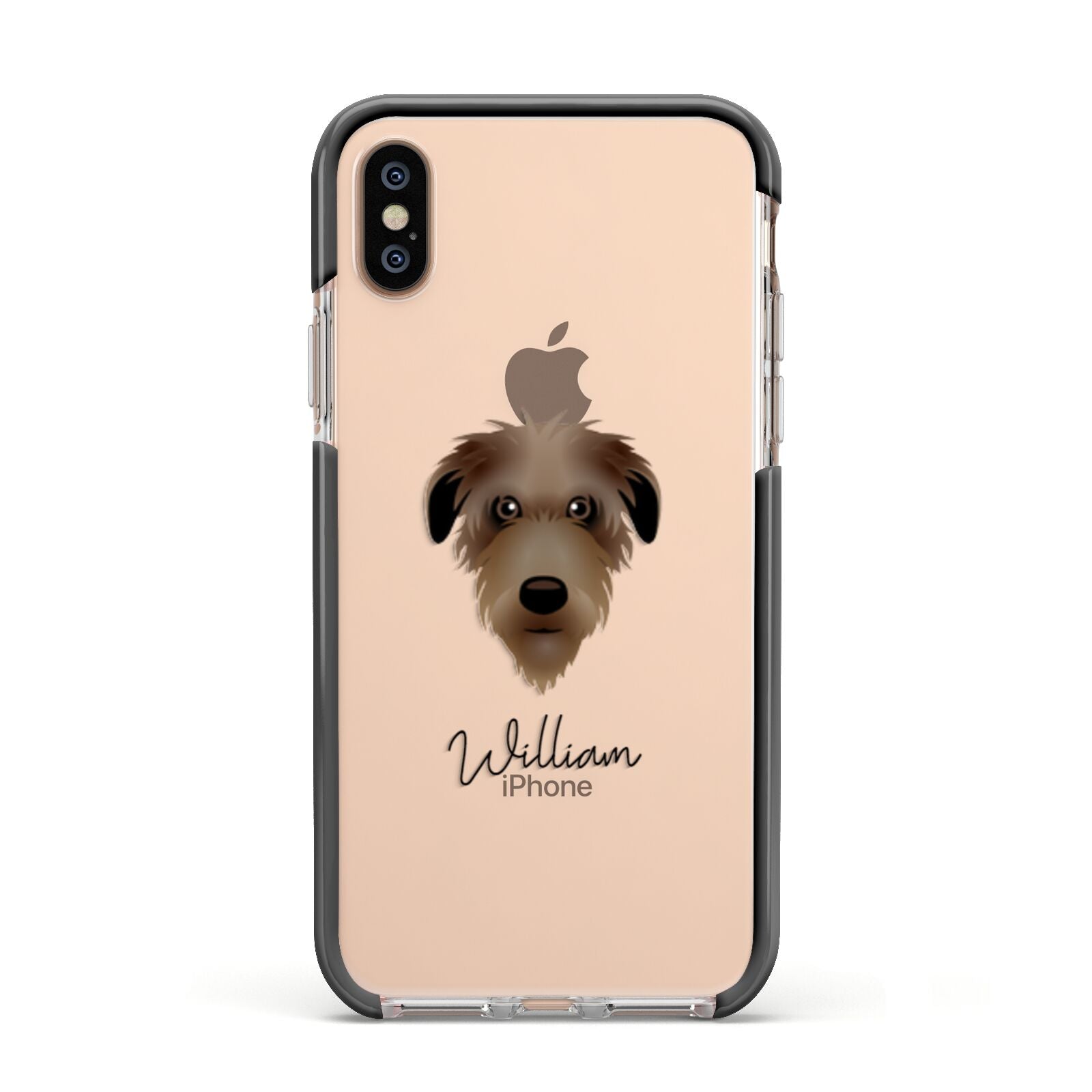 Deerhound Personalised Apple iPhone Xs Impact Case Black Edge on Gold Phone