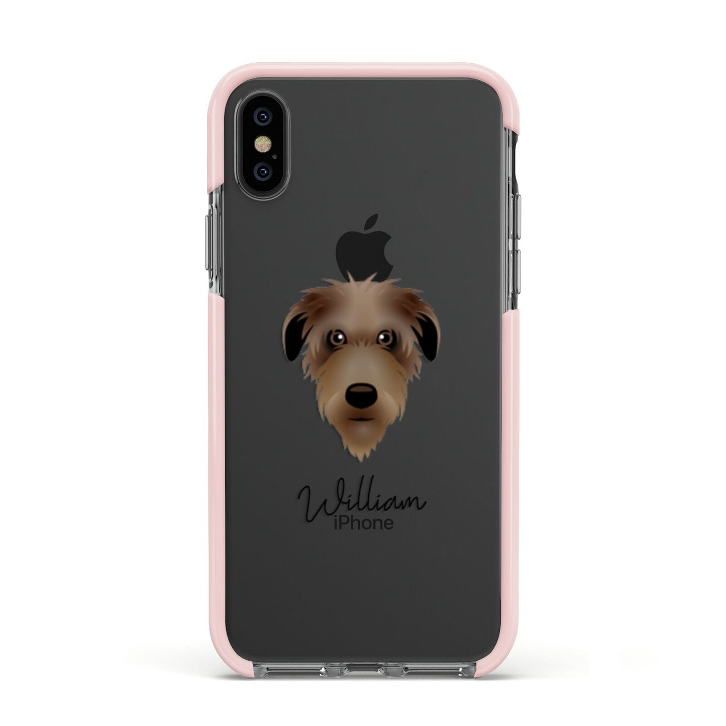 Deerhound Personalised Apple iPhone Xs Impact Case Pink Edge on Black Phone