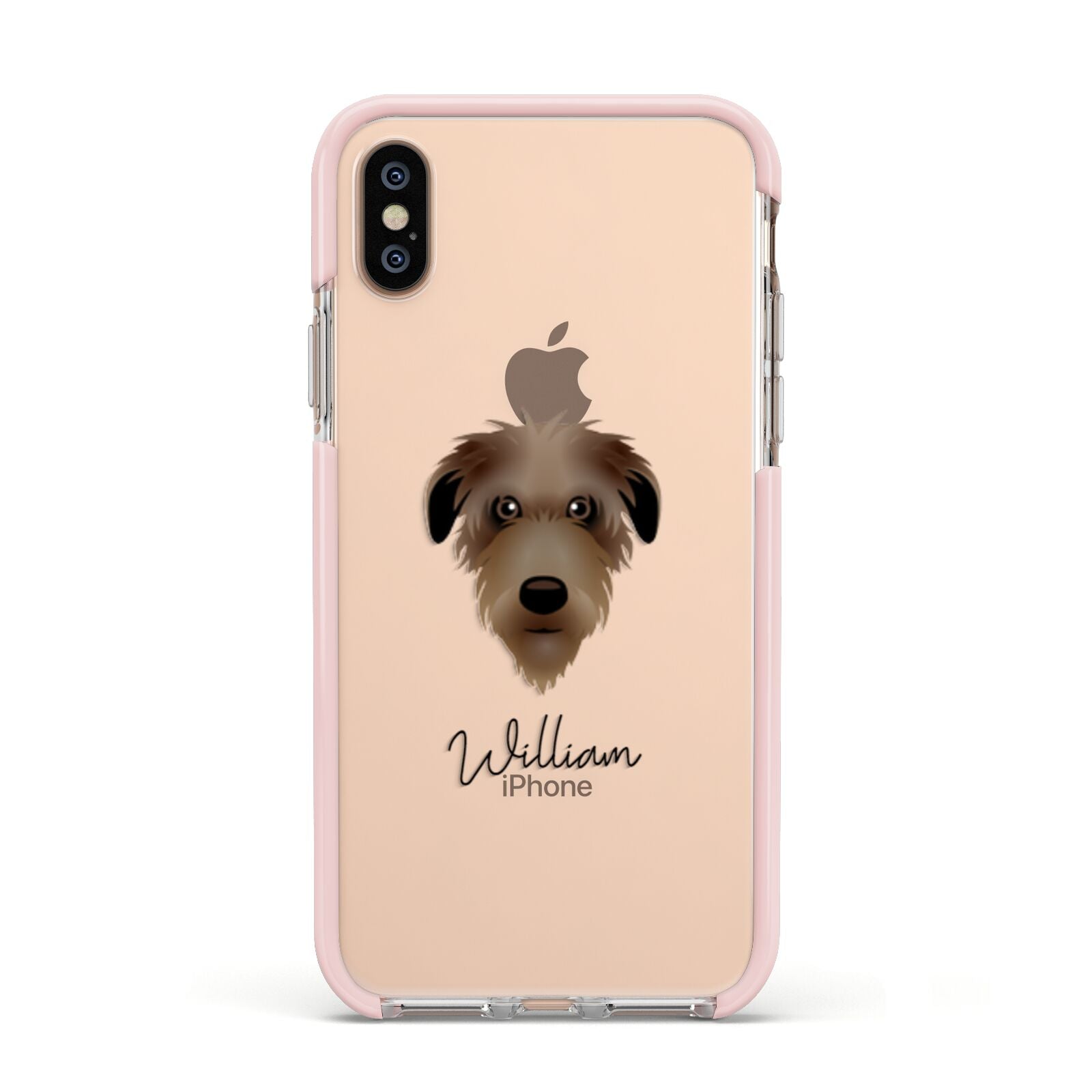 Deerhound Personalised Apple iPhone Xs Impact Case Pink Edge on Gold Phone
