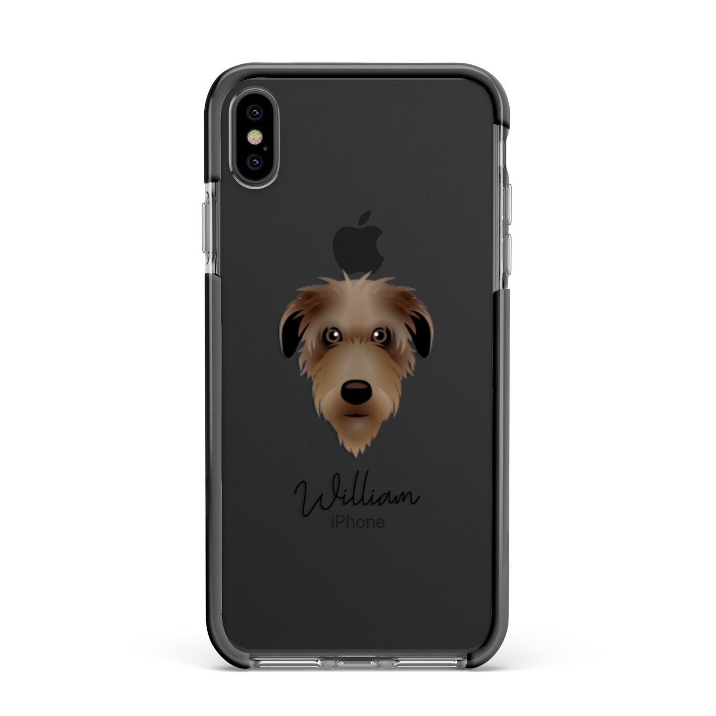 Deerhound Personalised Apple iPhone Xs Max Impact Case Black Edge on Black Phone