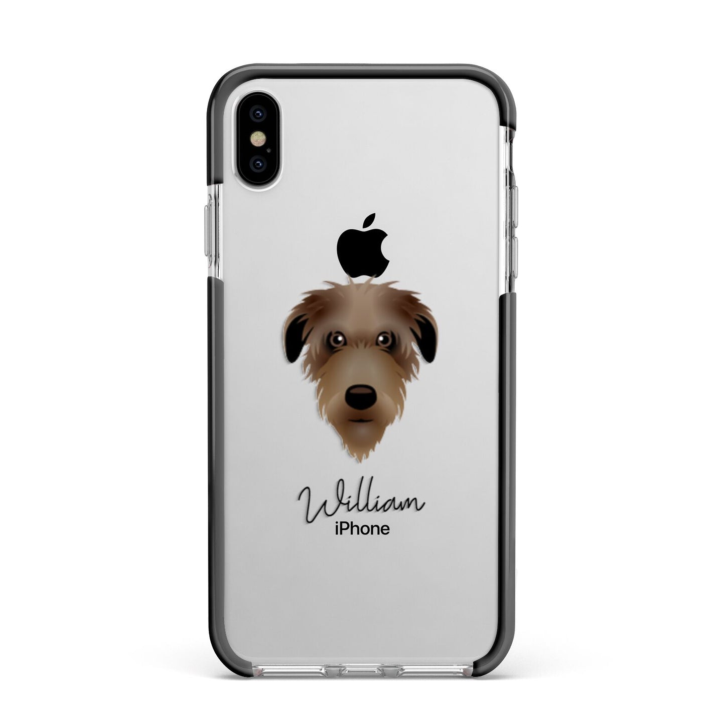 Deerhound Personalised Apple iPhone Xs Max Impact Case Black Edge on Silver Phone