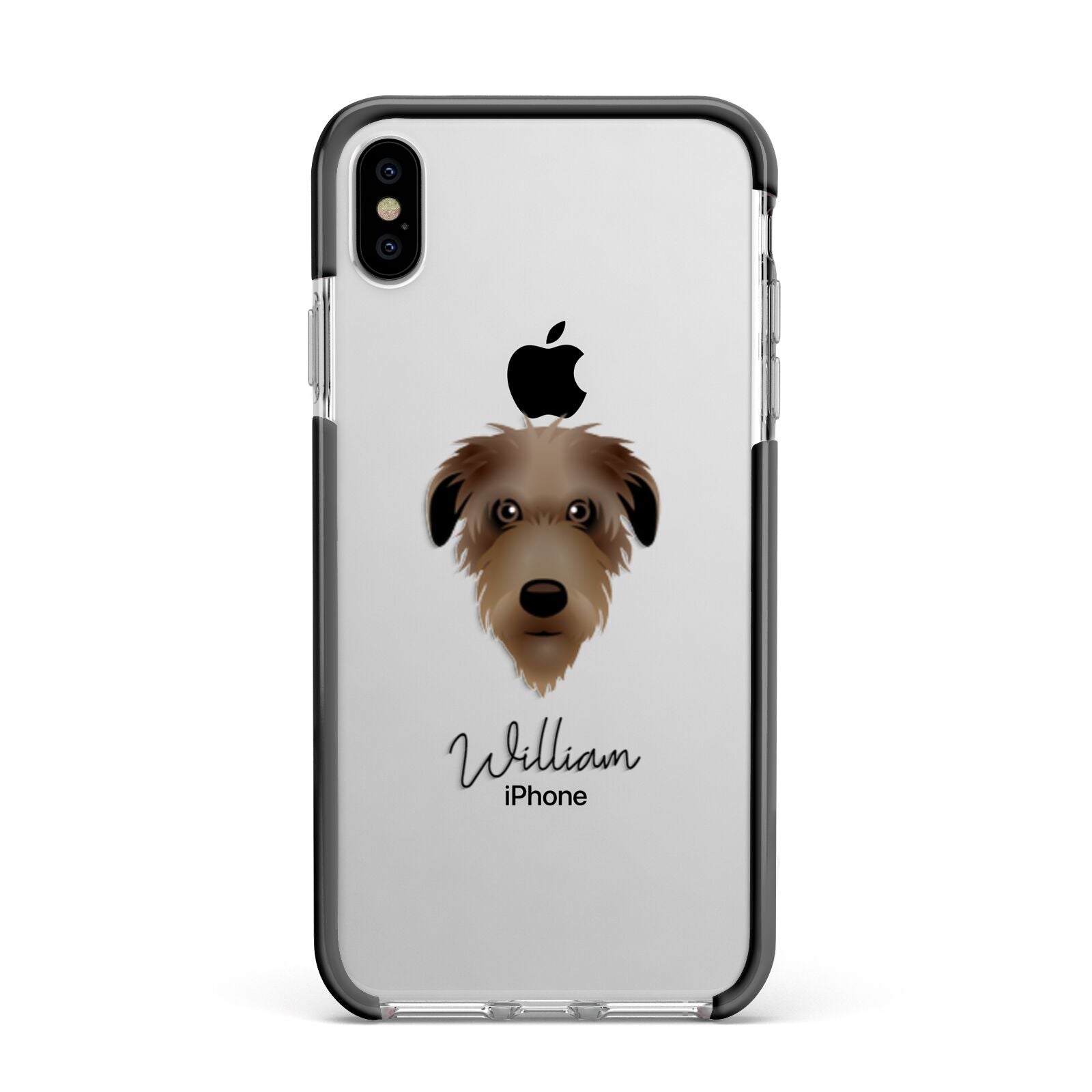 Deerhound Personalised Apple iPhone Xs Max Impact Case Black Edge on Silver Phone