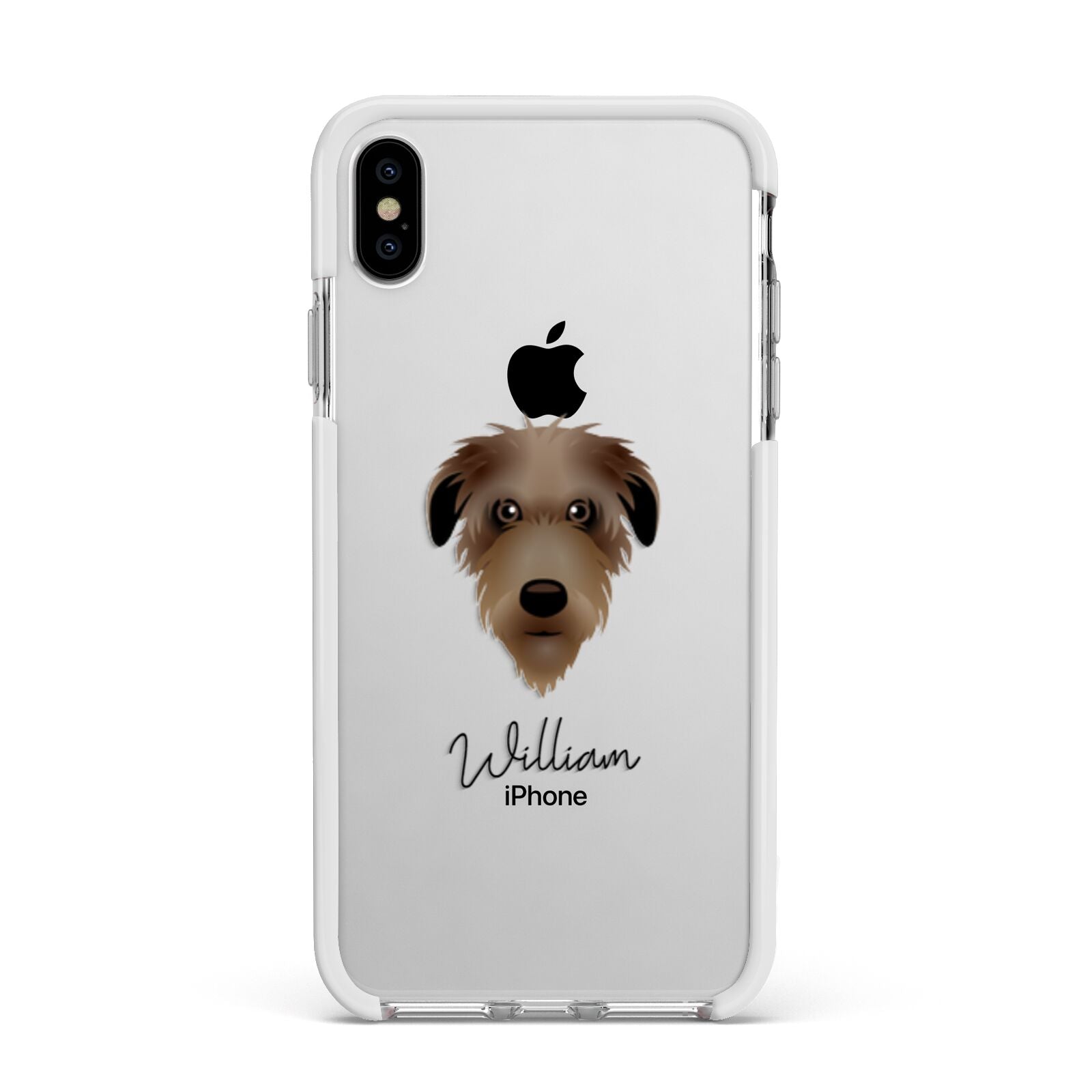 Deerhound Personalised Apple iPhone Xs Max Impact Case White Edge on Silver Phone