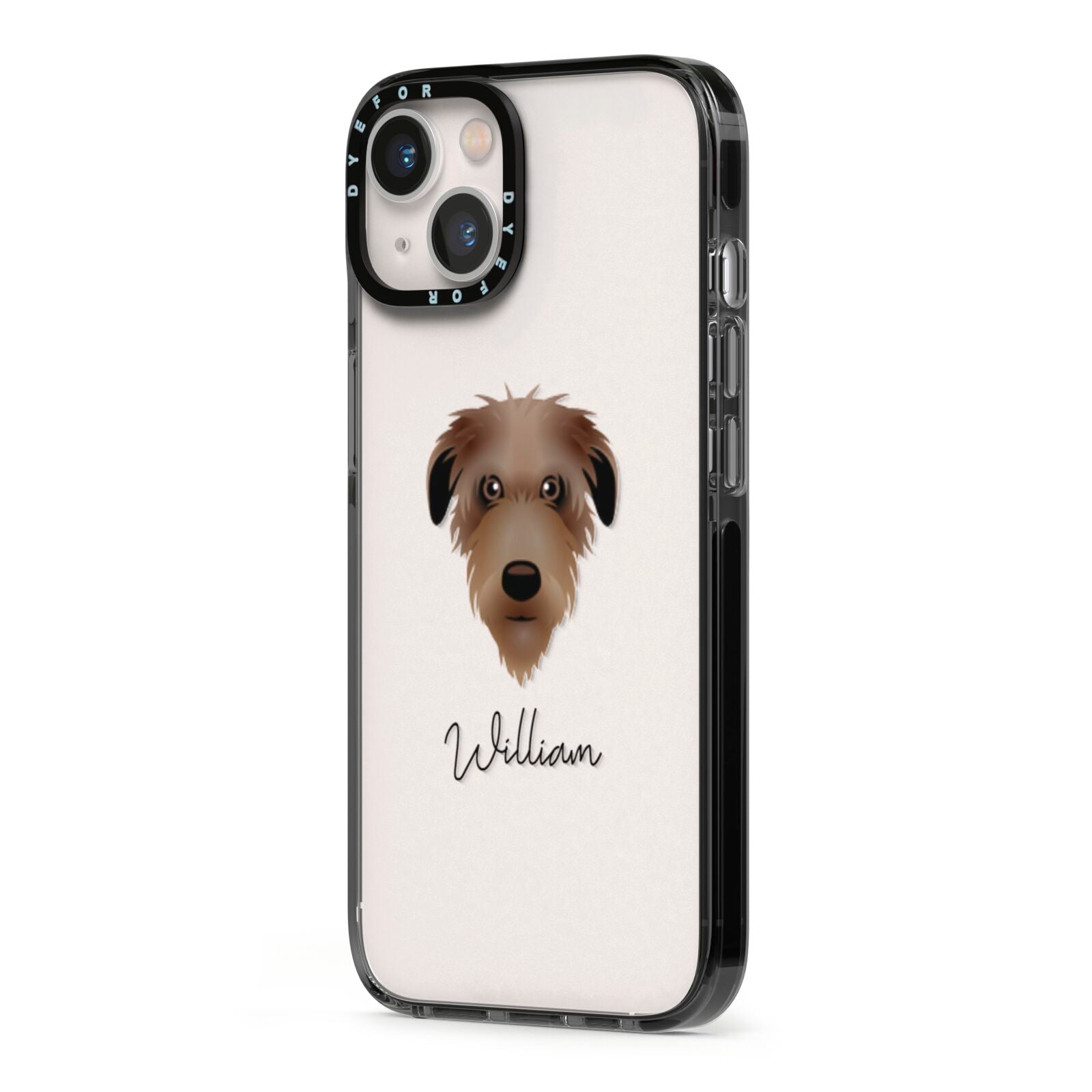 Deerhound Personalised iPhone 13 Black Impact Case Side Angle on Silver phone