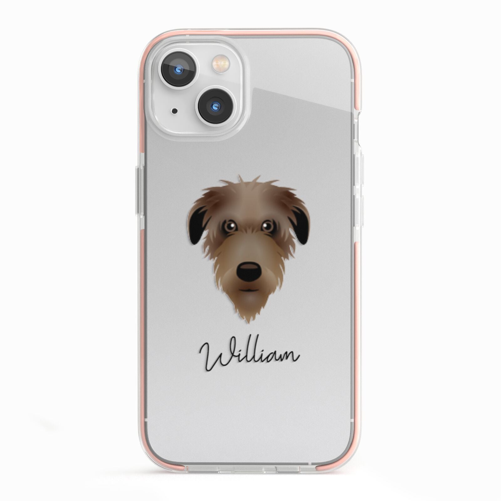 Deerhound Personalised iPhone 13 TPU Impact Case with Pink Edges