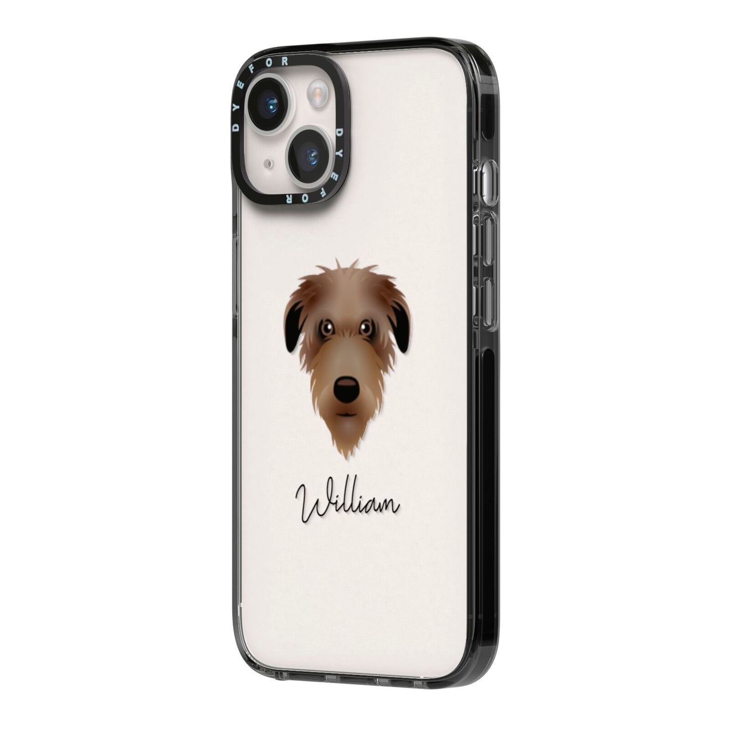 Deerhound Personalised iPhone 14 Black Impact Case Side Angle on Silver phone