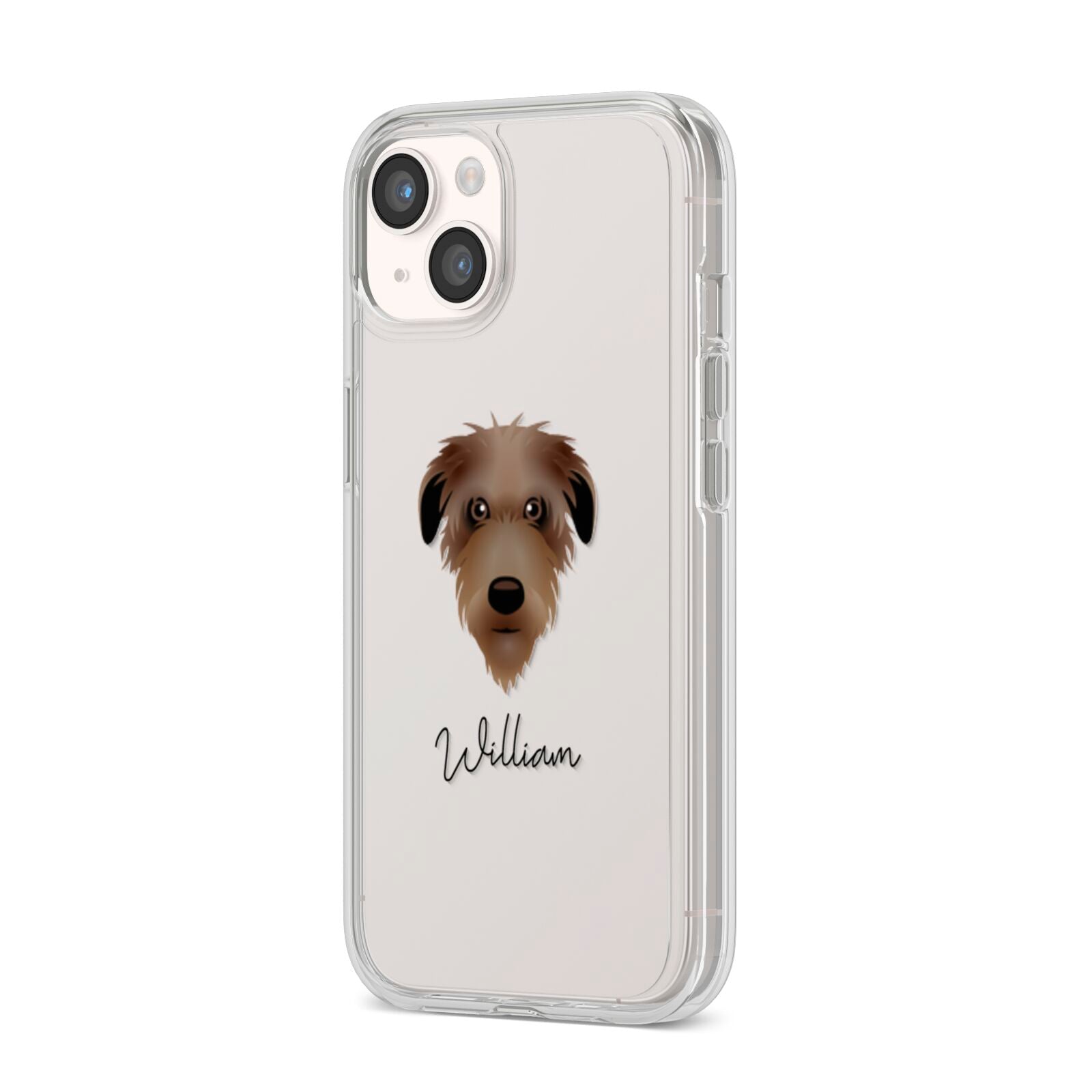 Deerhound Personalised iPhone 14 Clear Tough Case Starlight Angled Image