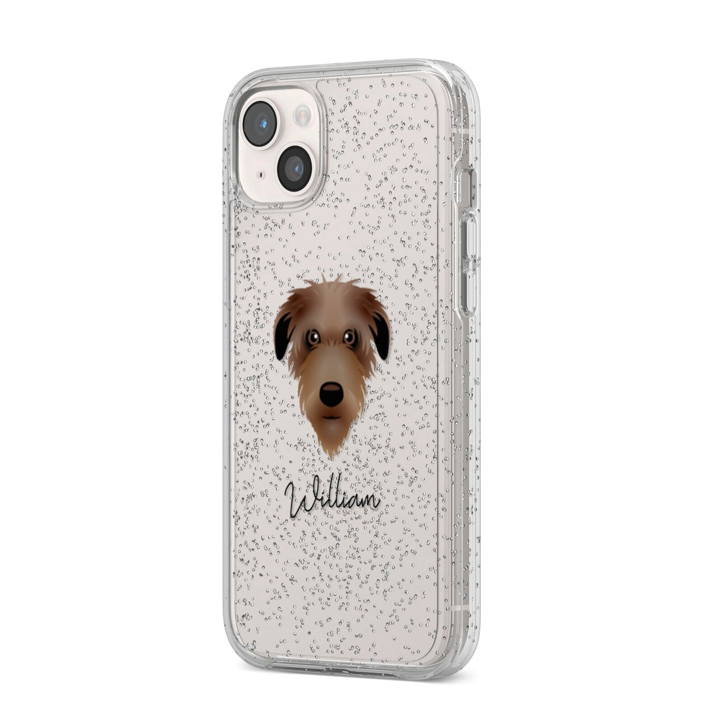 Deerhound Personalised iPhone 14 Plus Glitter Tough Case Starlight Angled Image