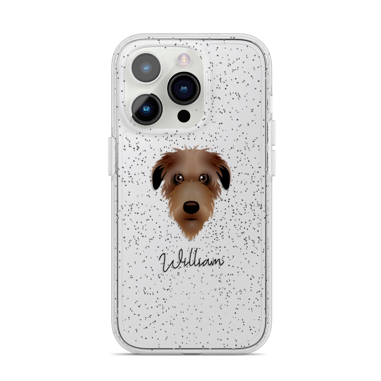 Deerhound Personalised iPhone 14 Pro Glitter Tough Case Silver