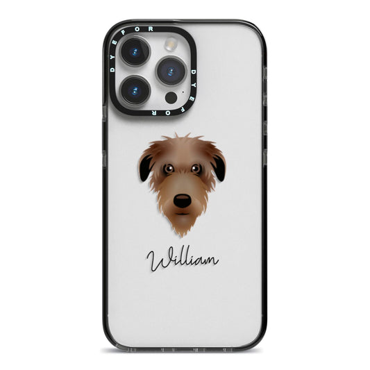 Deerhound Personalised iPhone 14 Pro Max Black Impact Case on Silver phone