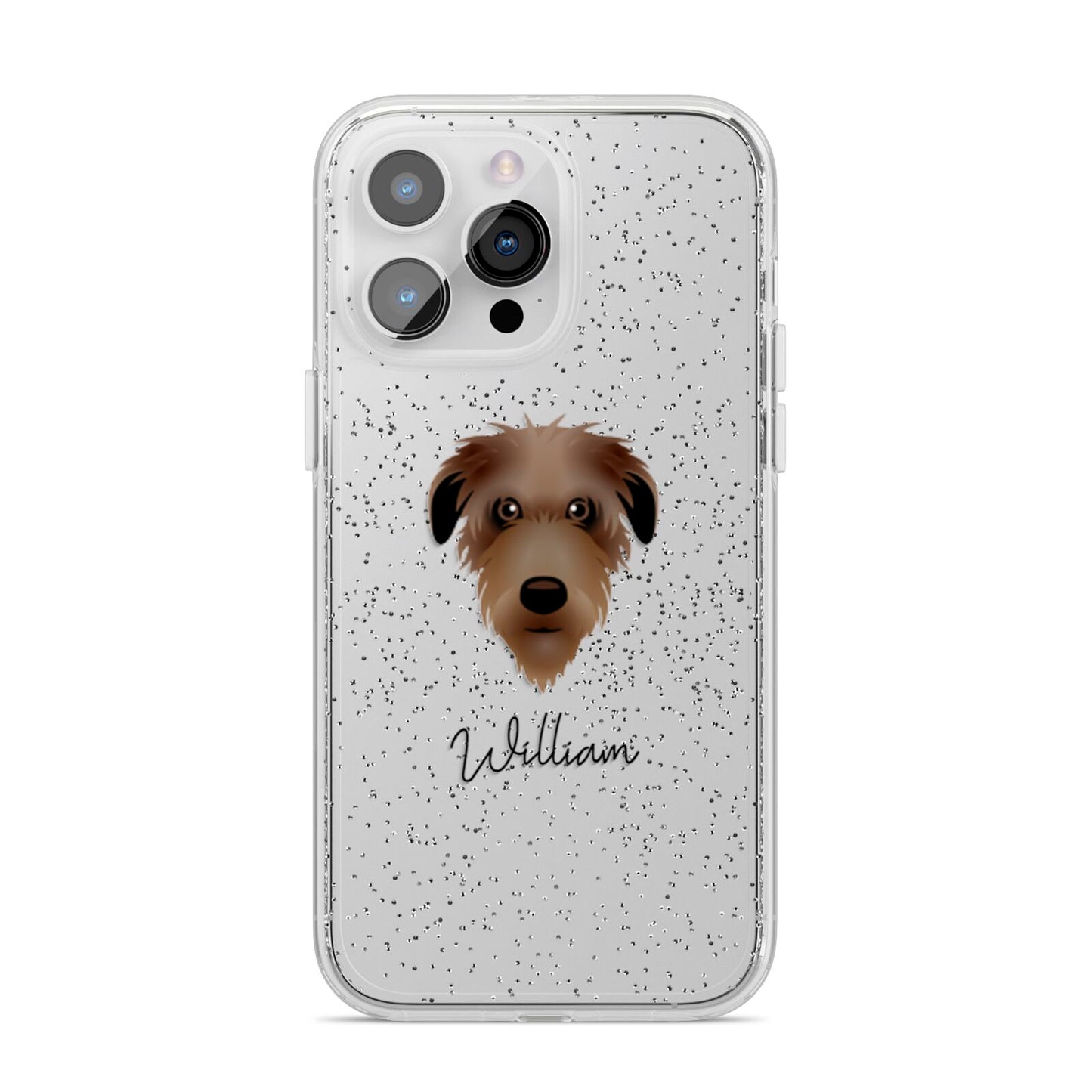 Deerhound Personalised iPhone 14 Pro Max Glitter Tough Case Silver