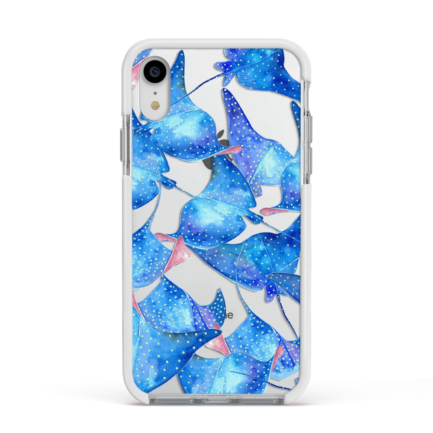 Devil Fish Apple iPhone XR Impact Case White Edge on Silver Phone