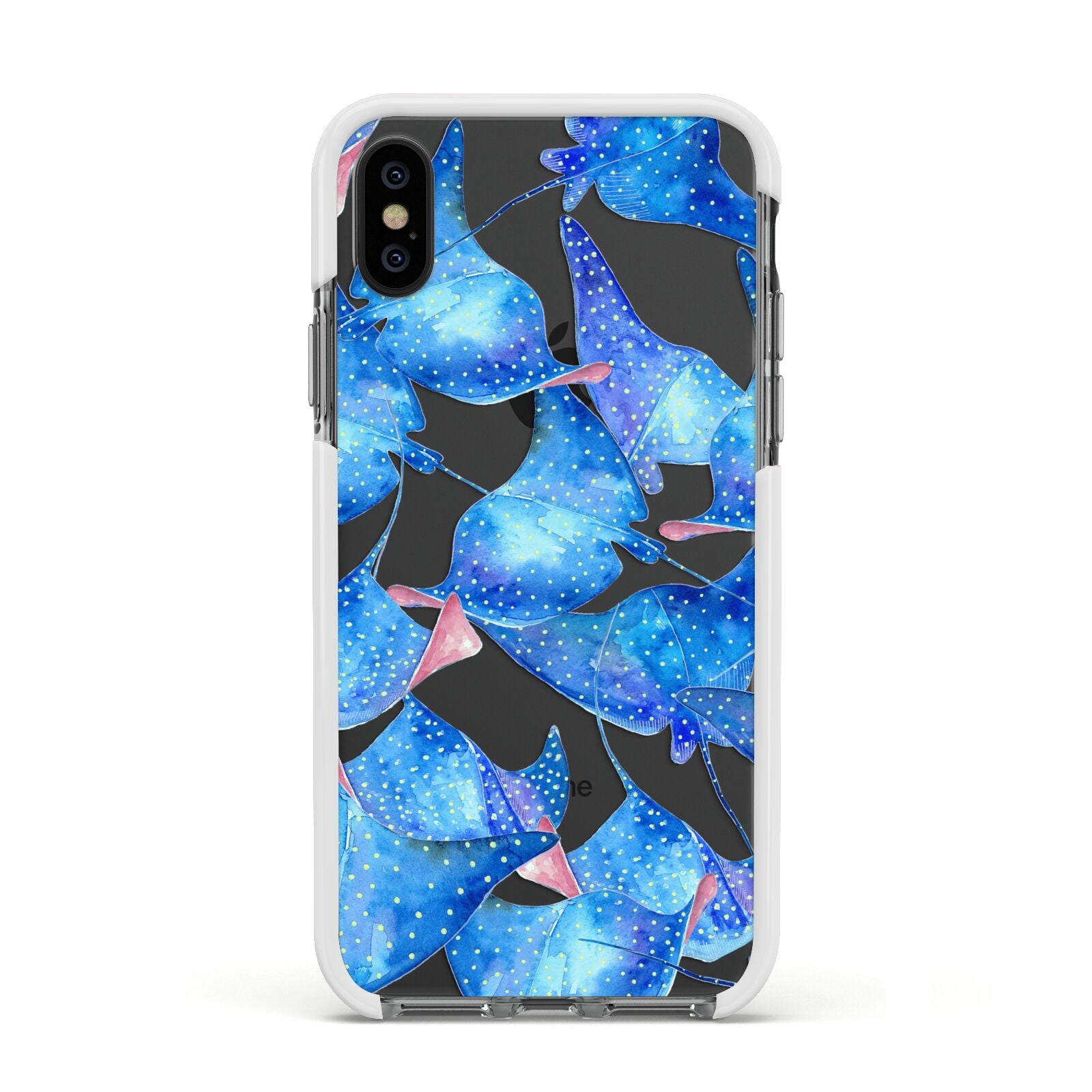 Devil Fish Apple iPhone Xs Impact Case White Edge on Black Phone