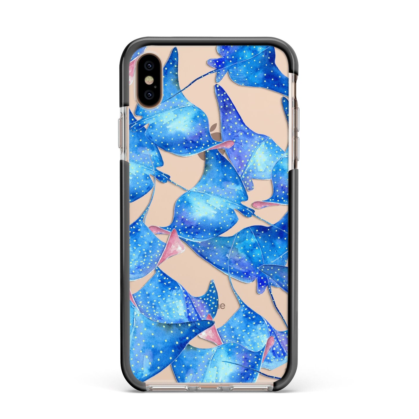 Devil Fish Apple iPhone Xs Max Impact Case Black Edge on Gold Phone