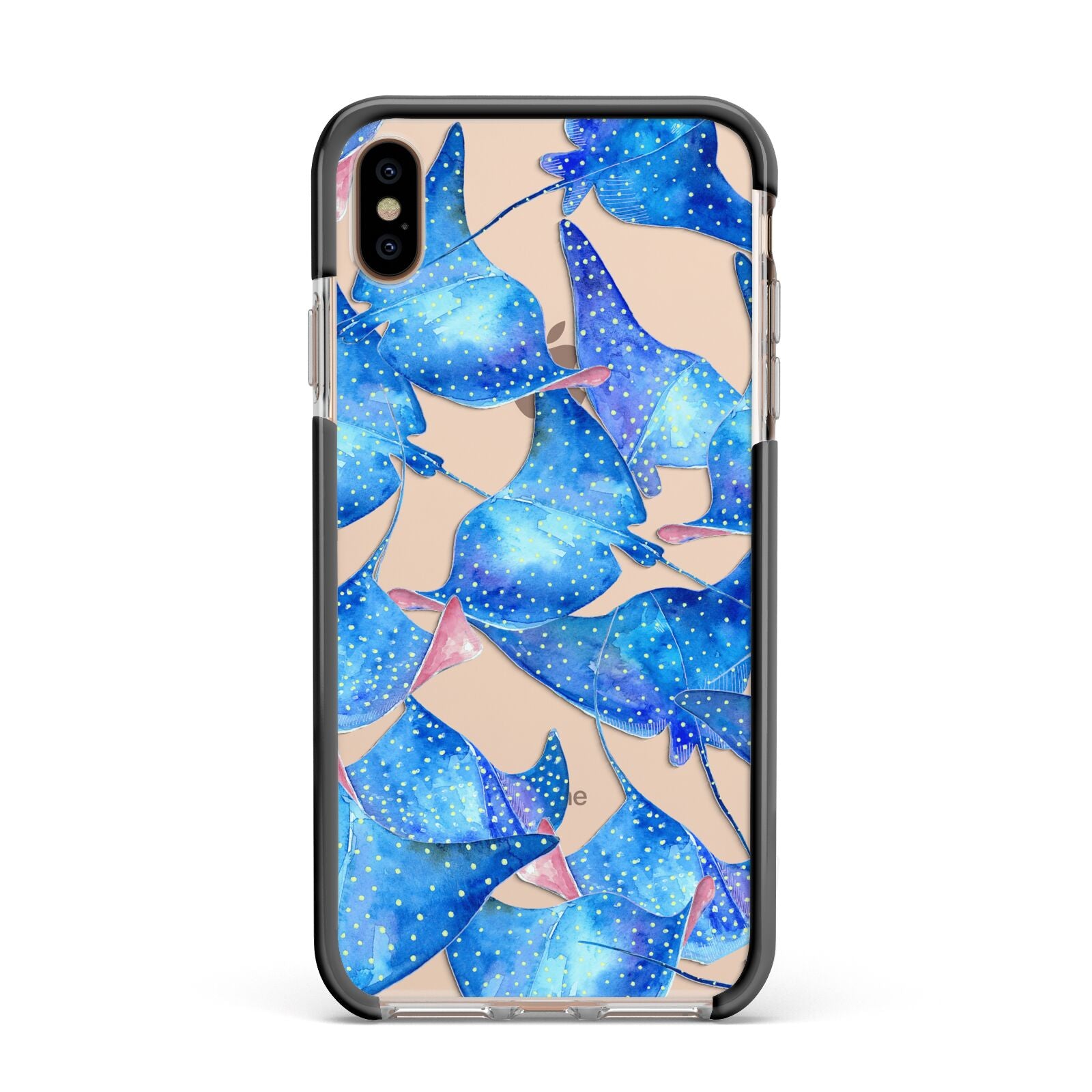 Devil Fish Apple iPhone Xs Max Impact Case Black Edge on Gold Phone