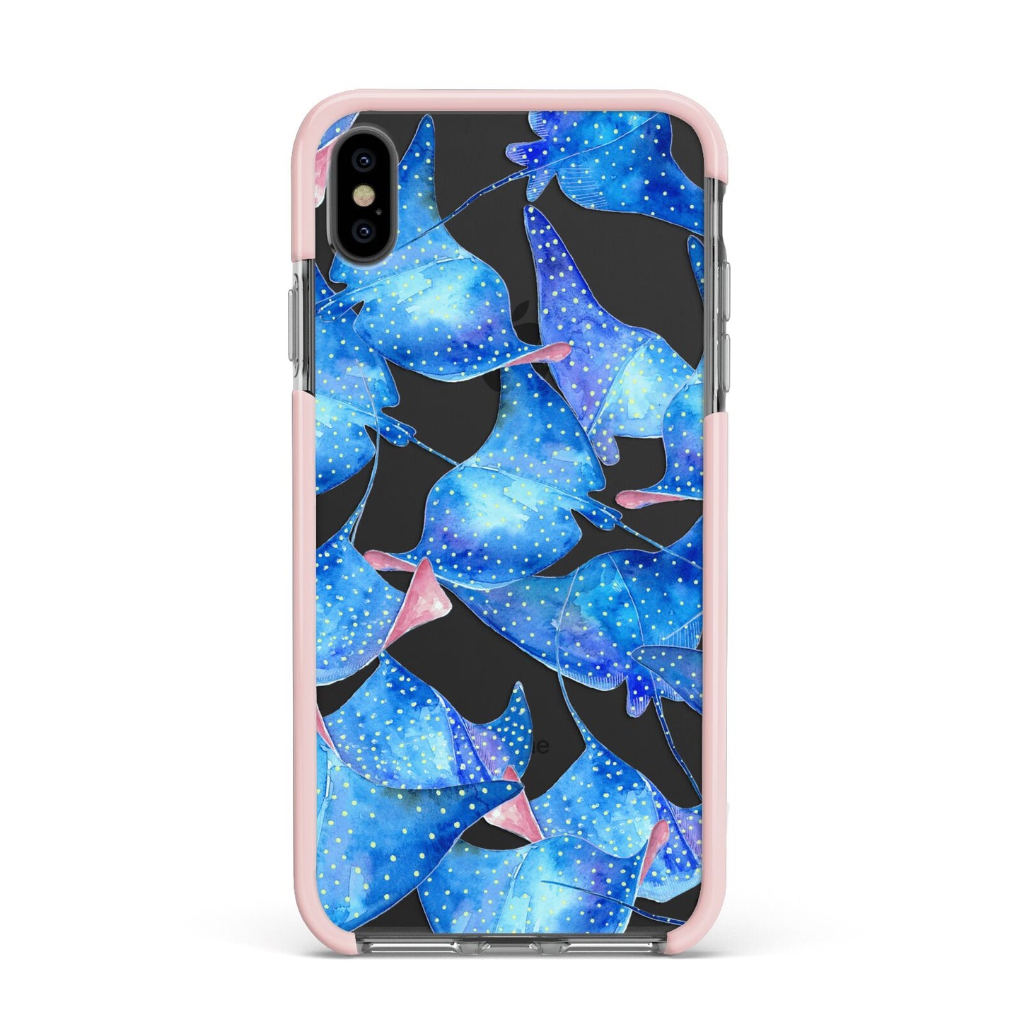 Devil Fish Apple iPhone Xs Max Impact Case Pink Edge on Black Phone