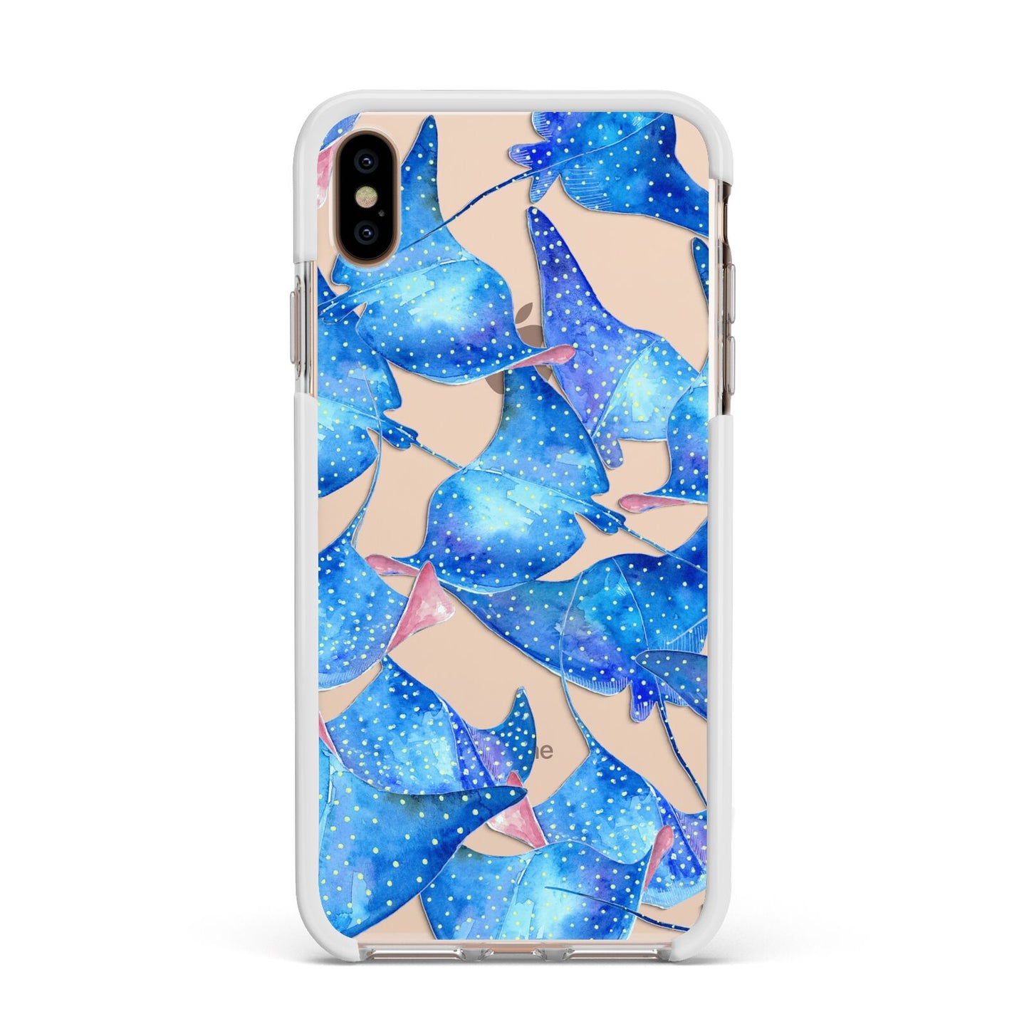 Devil Fish Apple iPhone Xs Max Impact Case White Edge on Gold Phone