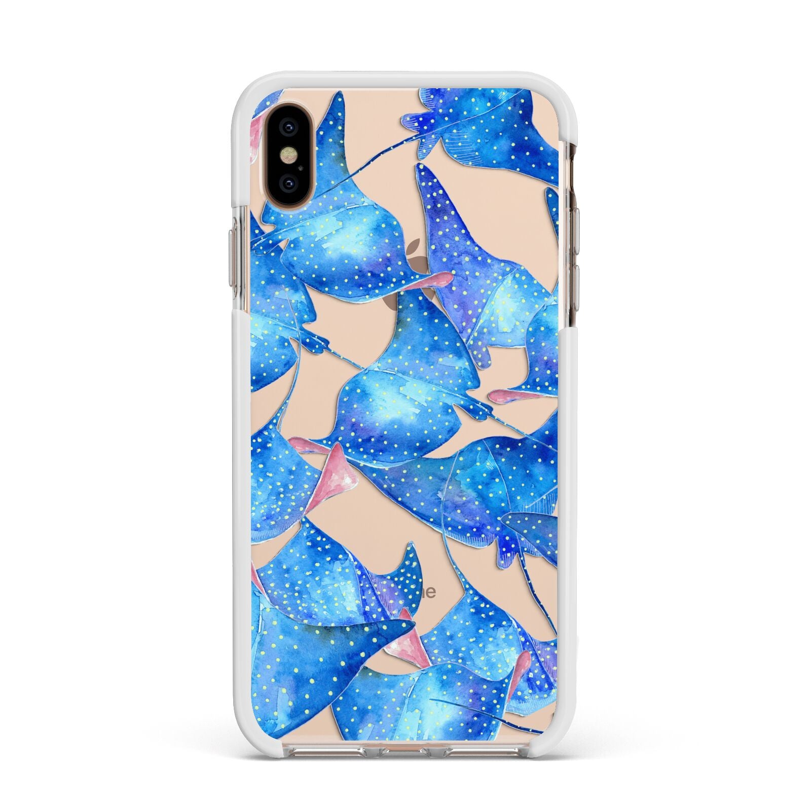 Devil Fish Apple iPhone Xs Max Impact Case White Edge on Gold Phone