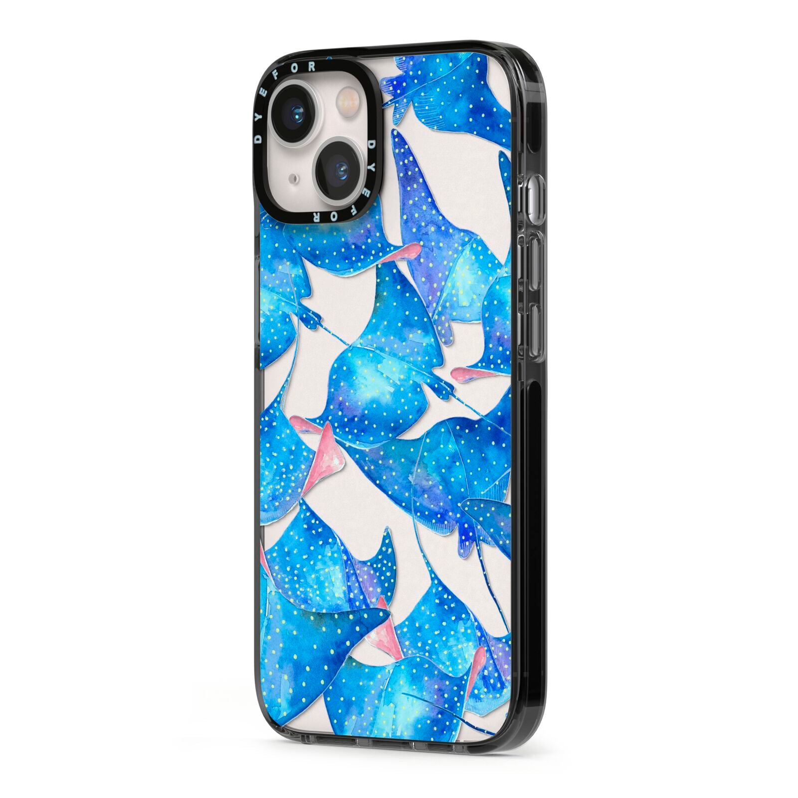 Devil Fish iPhone 13 Black Impact Case Side Angle on Silver phone