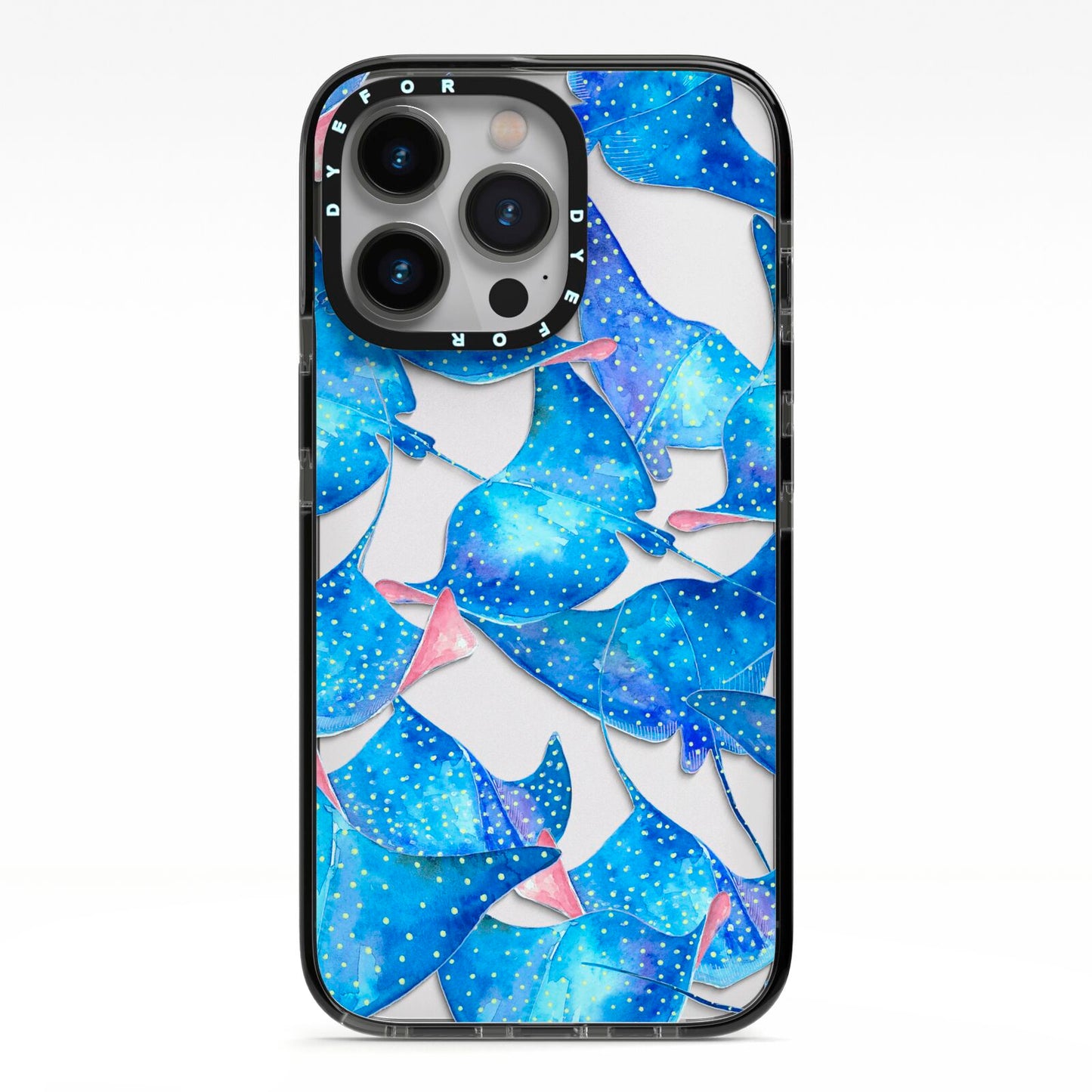 Devil Fish iPhone 13 Pro Black Impact Case on Silver phone