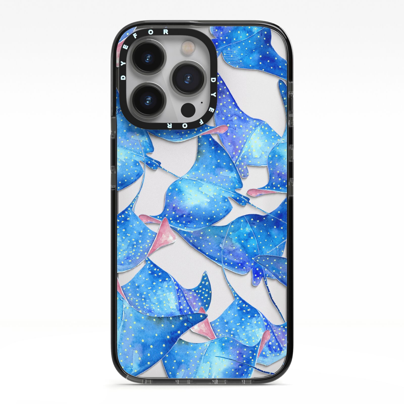 Devil Fish iPhone 13 Pro Black Impact Case on Silver phone