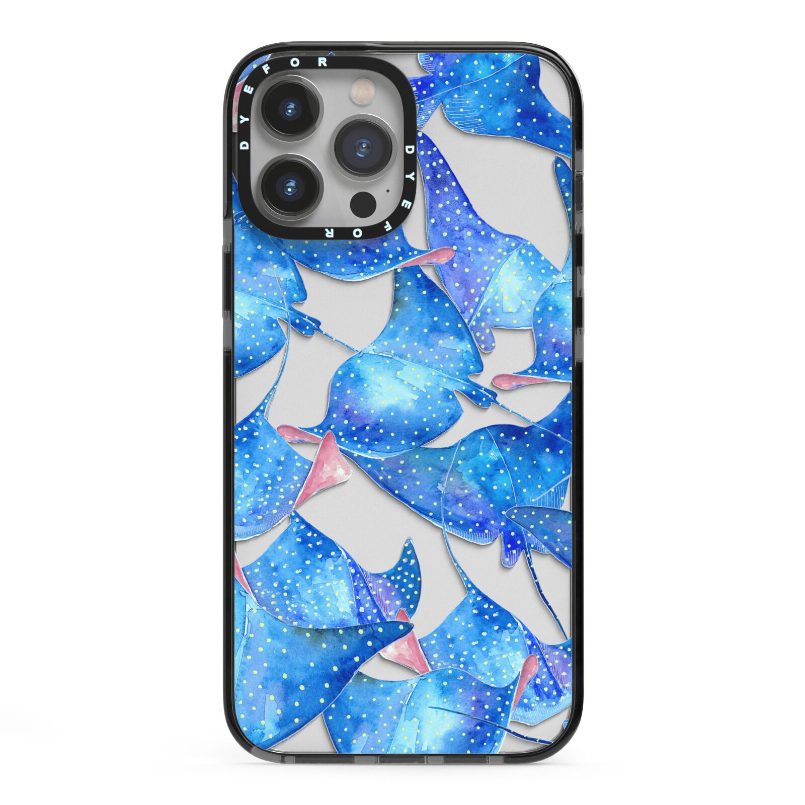 Devil Fish iPhone 13 Pro Max Black Impact Case on Silver phone