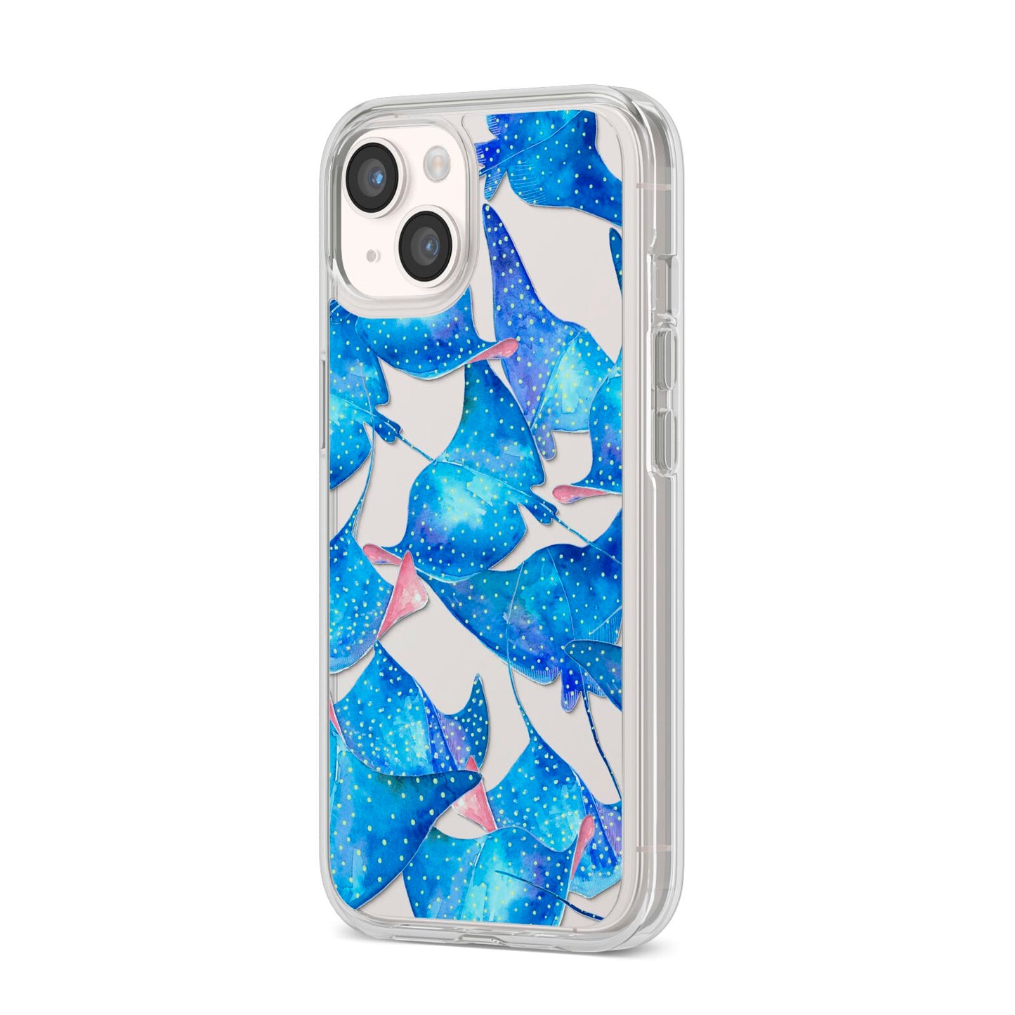 Devil Fish iPhone 14 Clear Tough Case Starlight Angled Image