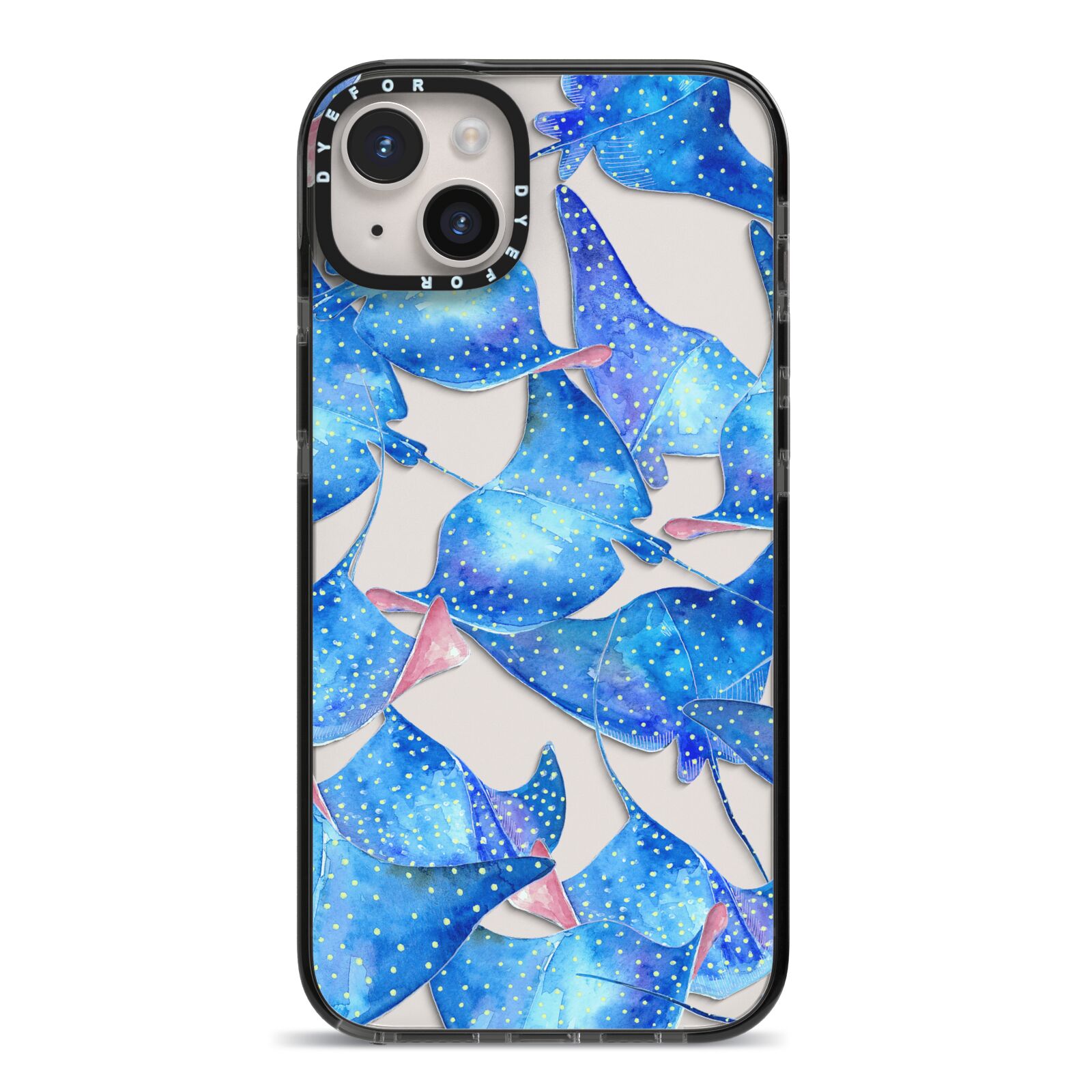 Devil Fish iPhone 14 Plus Black Impact Case on Silver phone