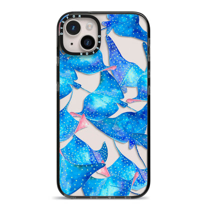 Devil Fish iPhone 14 Plus Black Impact Case on Silver phone