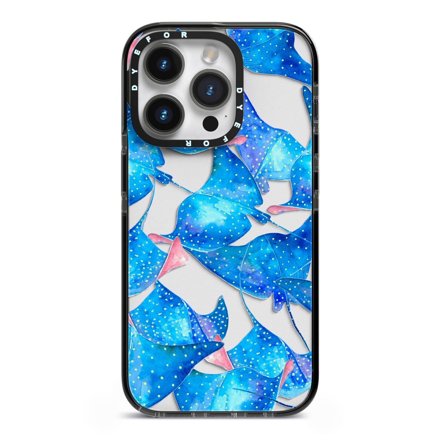 Devil Fish iPhone 14 Pro Black Impact Case on Silver phone