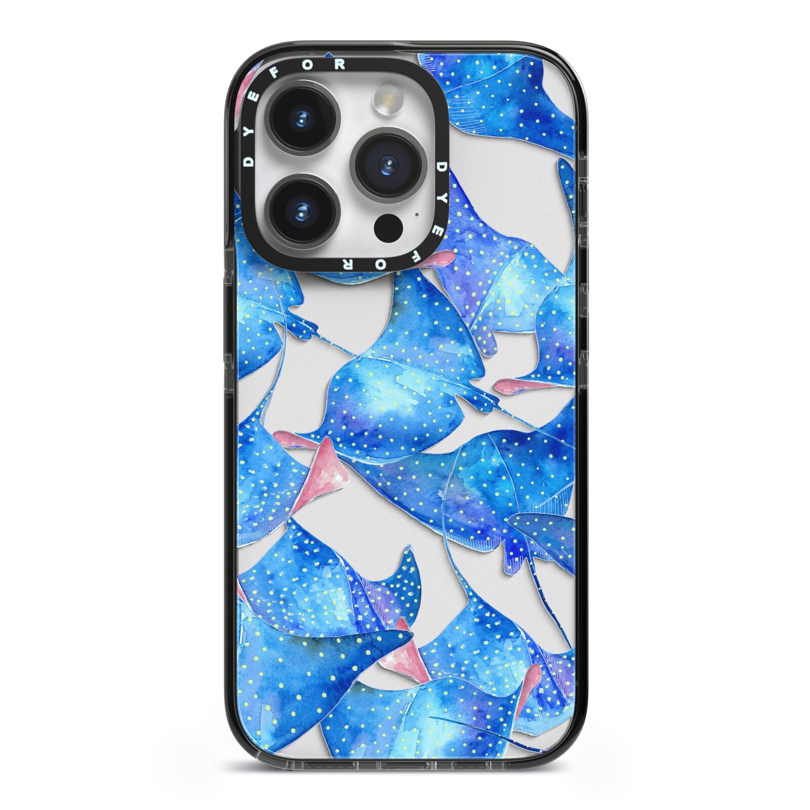 Devil Fish iPhone 14 Pro Black Impact Case on Silver phone