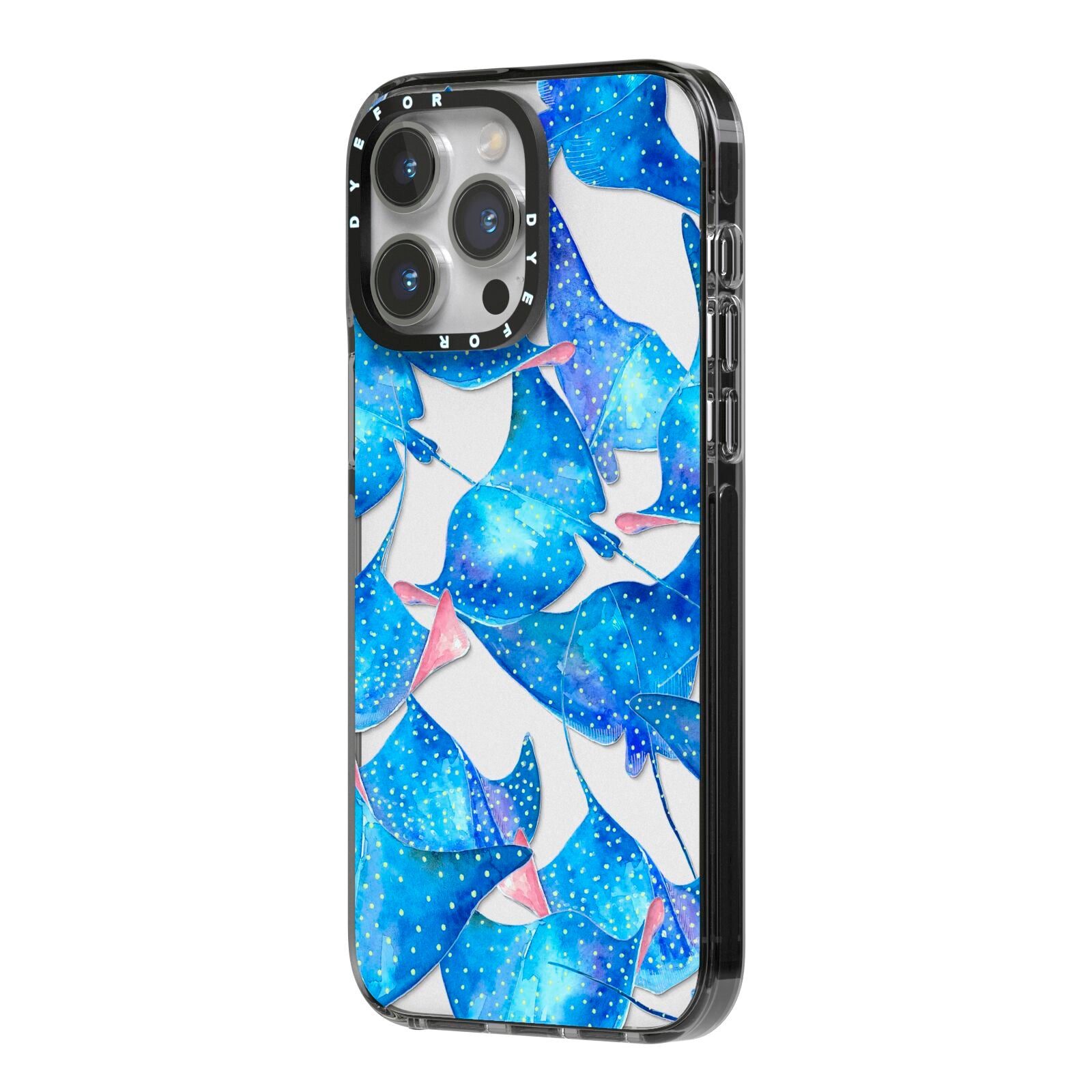 Devil Fish iPhone 14 Pro Max Black Impact Case Side Angle on Silver phone