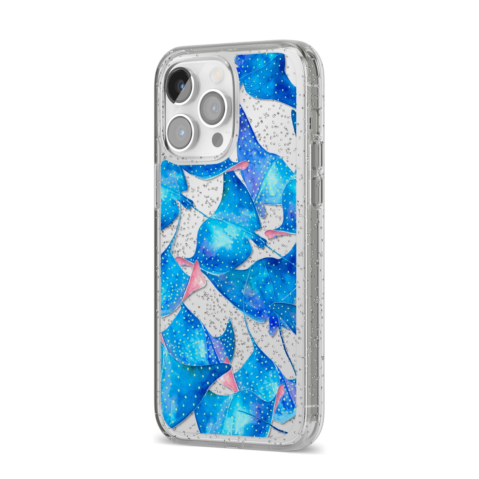 Devil Fish iPhone 14 Pro Max Glitter Tough Case Silver Angled Image
